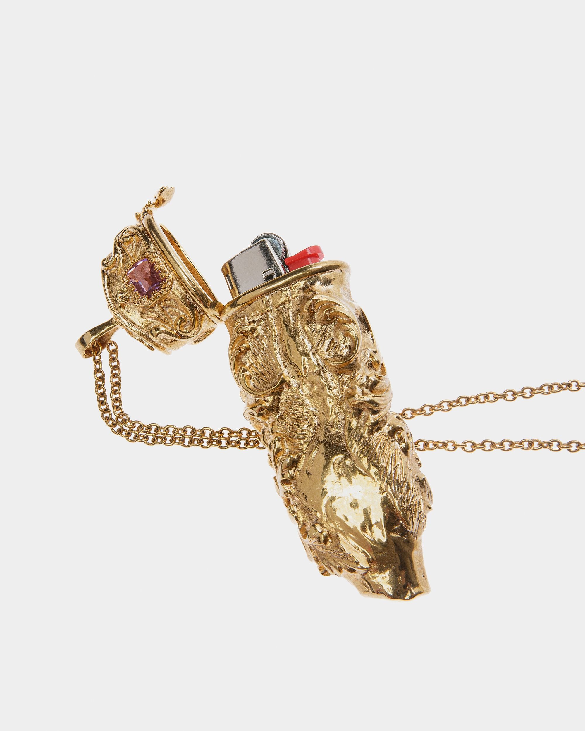 Sculptural-Effect Pendant Necklace In Yellow-Gold - Women's - Bally - 03