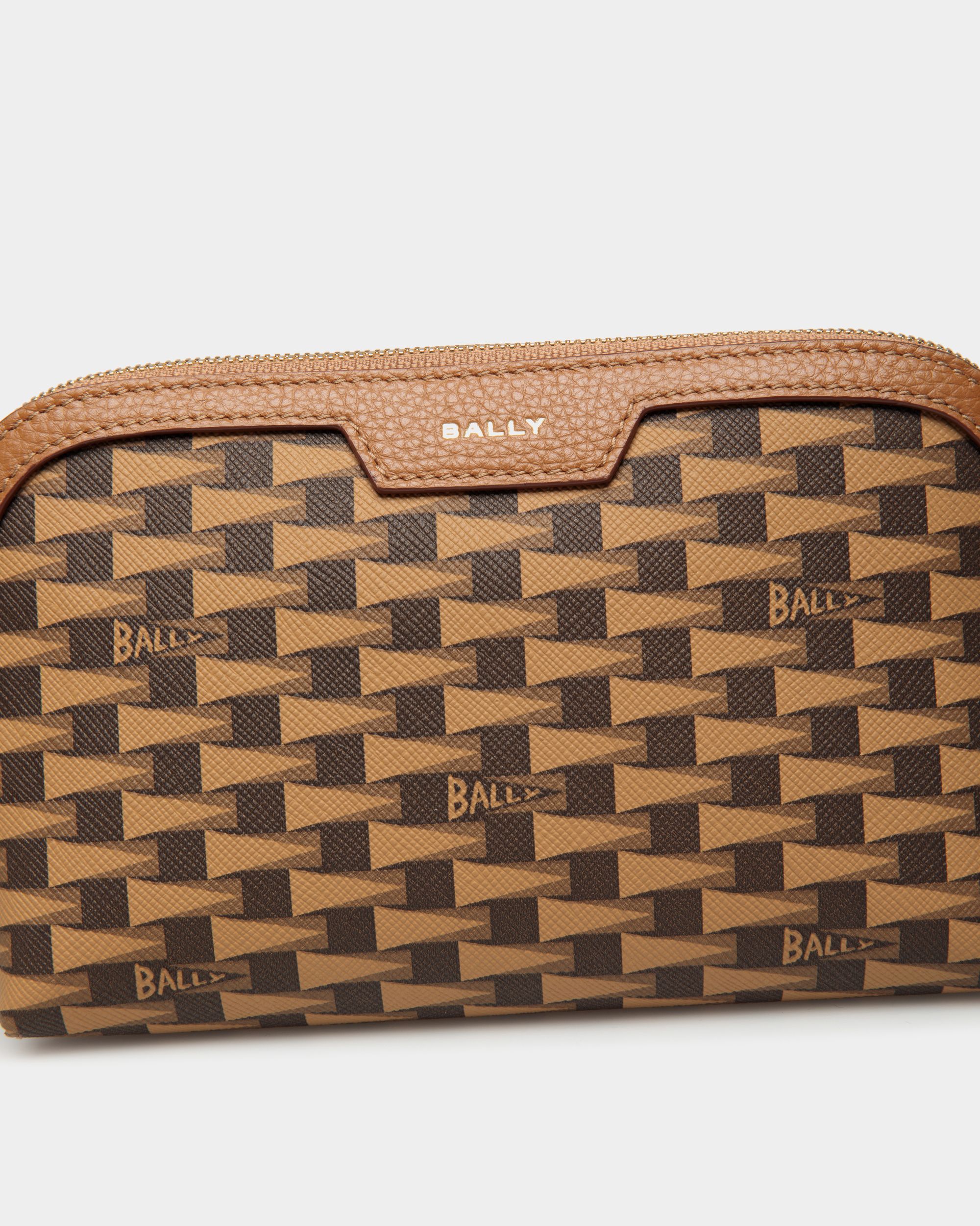 Pennant Pouch With Wristlet In Brown Pennant Motif - Women's - Bally - 04
