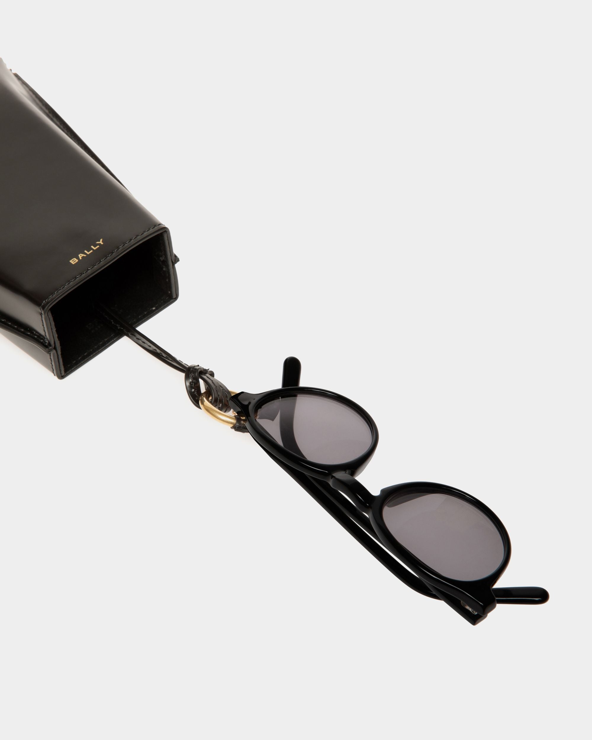 Belle Sunglasses Holder in Black Brushed Leather - Women's - Bally - 03