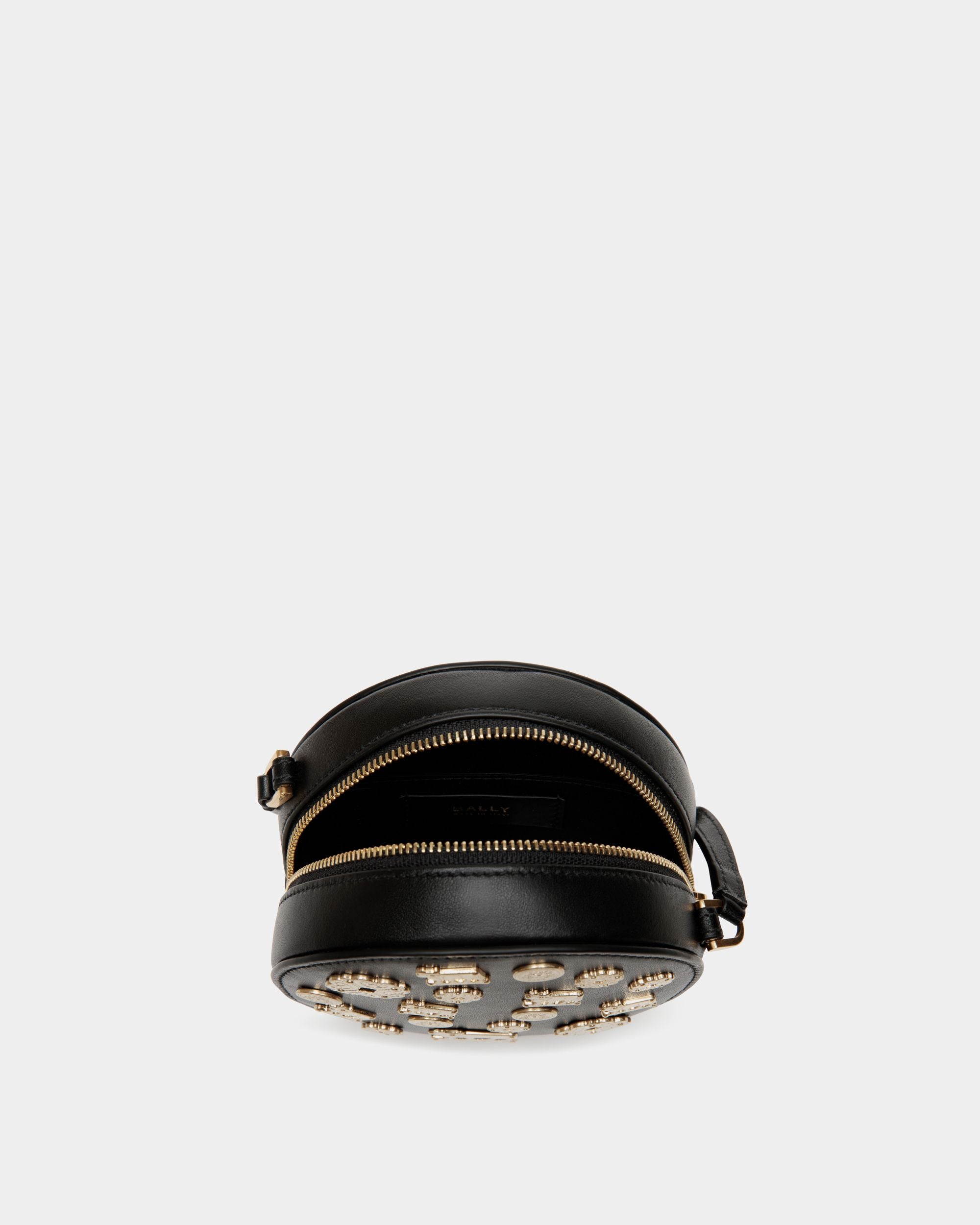 Swissness Round Minibag With Studs In Black Leather - Women's - Bally - 03