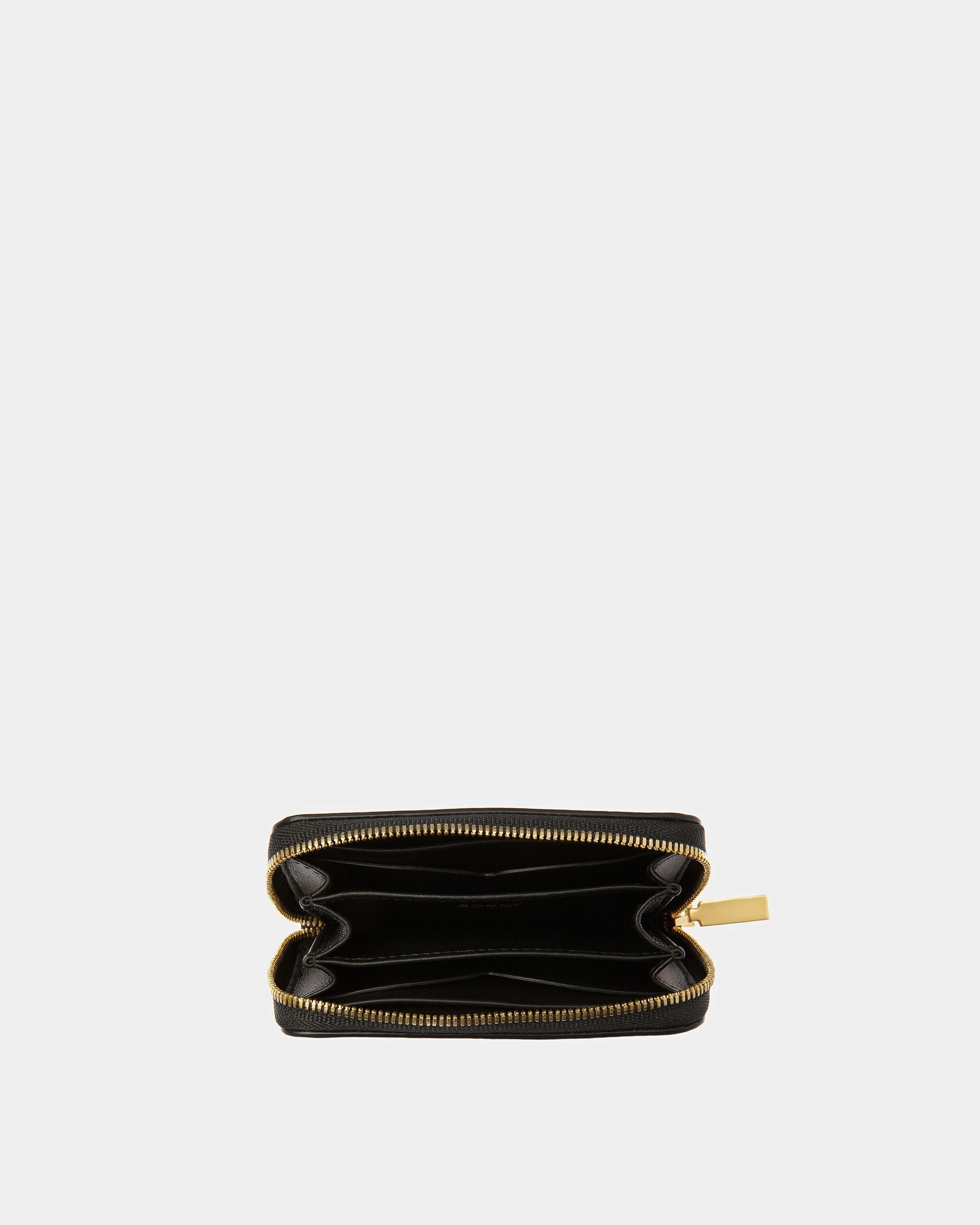 Emblem Coin & Card Wallet in Black Leather - Women's - Bally - 03