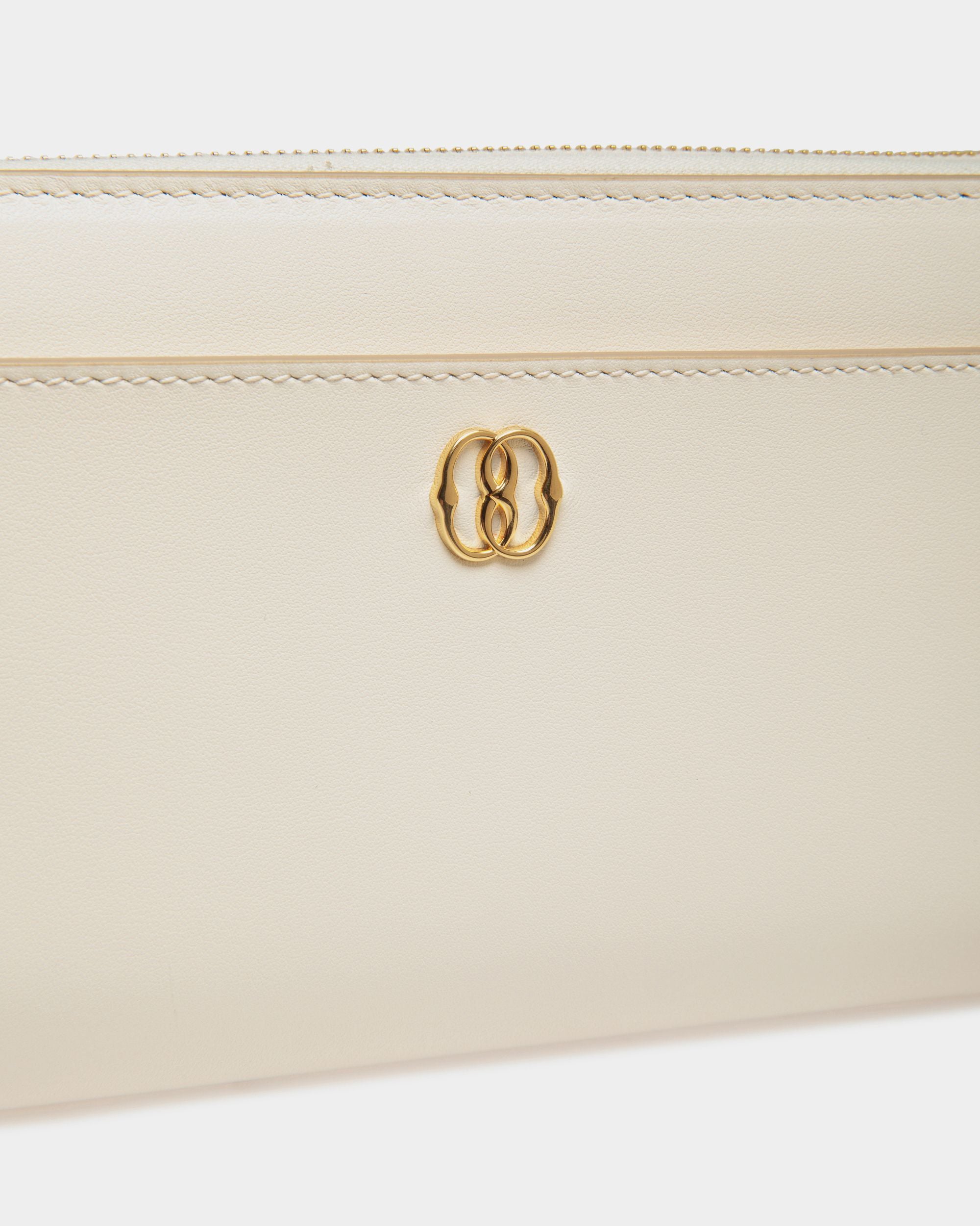 Emblem Long Wallet in White Leather - Women's - Bally - 04