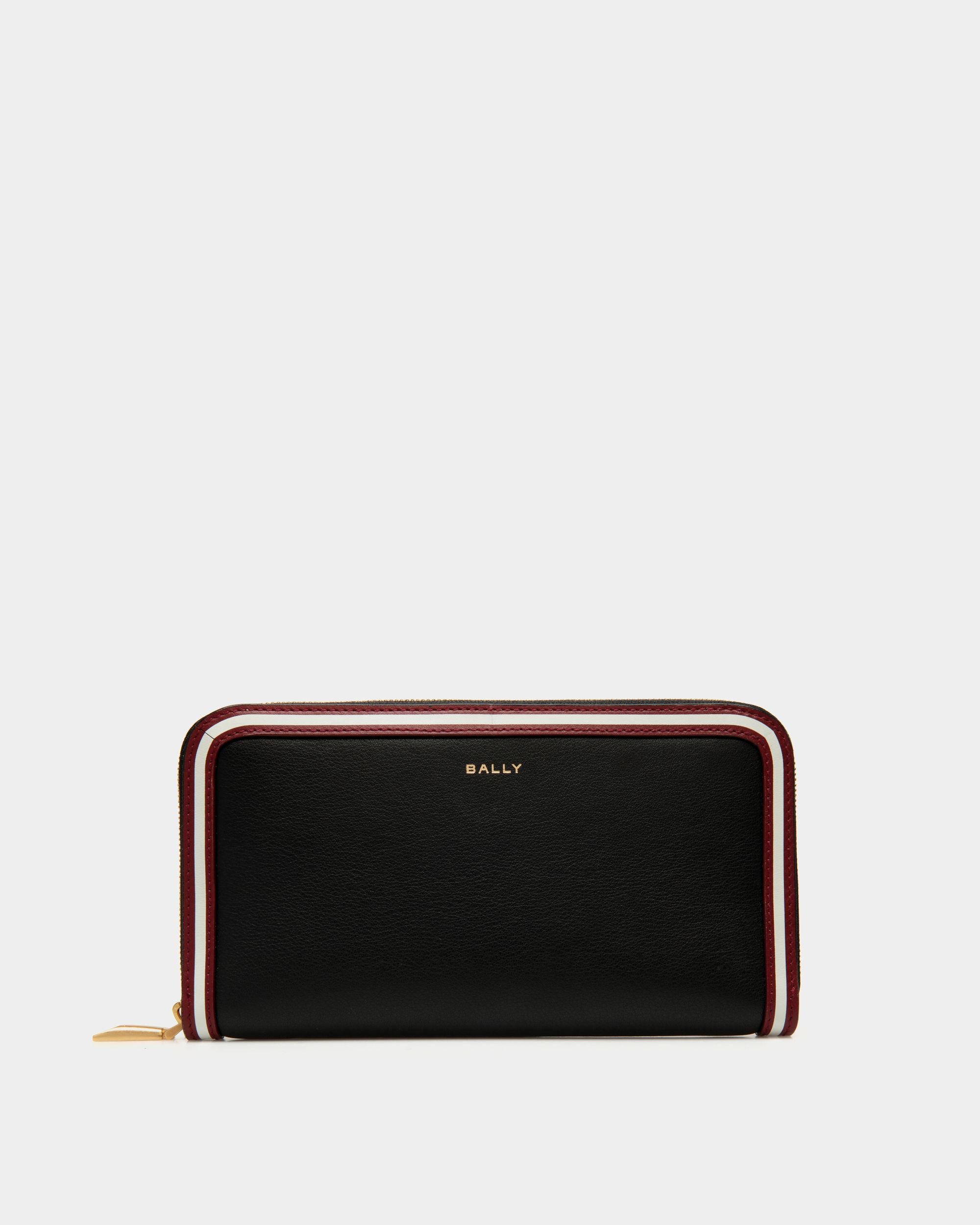 Code Zip Around Wallet In Black Leather - Women's - Bally - 01