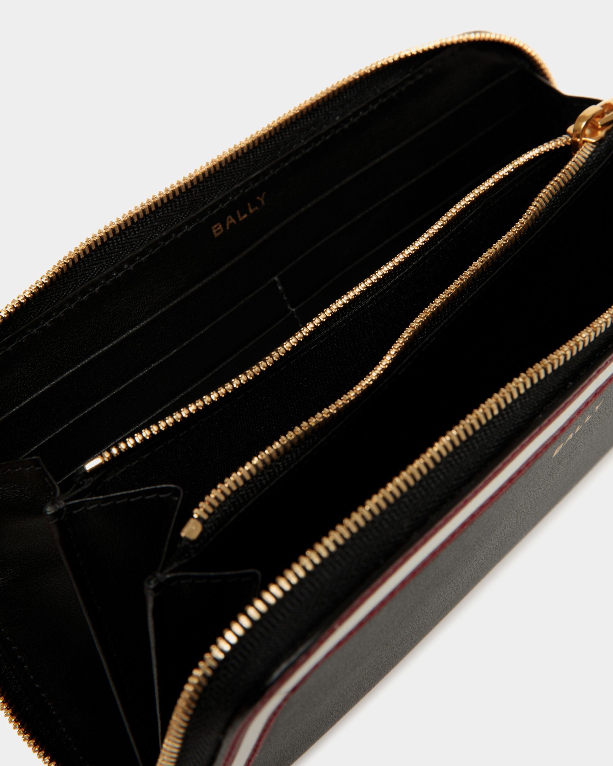 Code Zip Around Wallet In Black Leather - Women's - Bally - 04