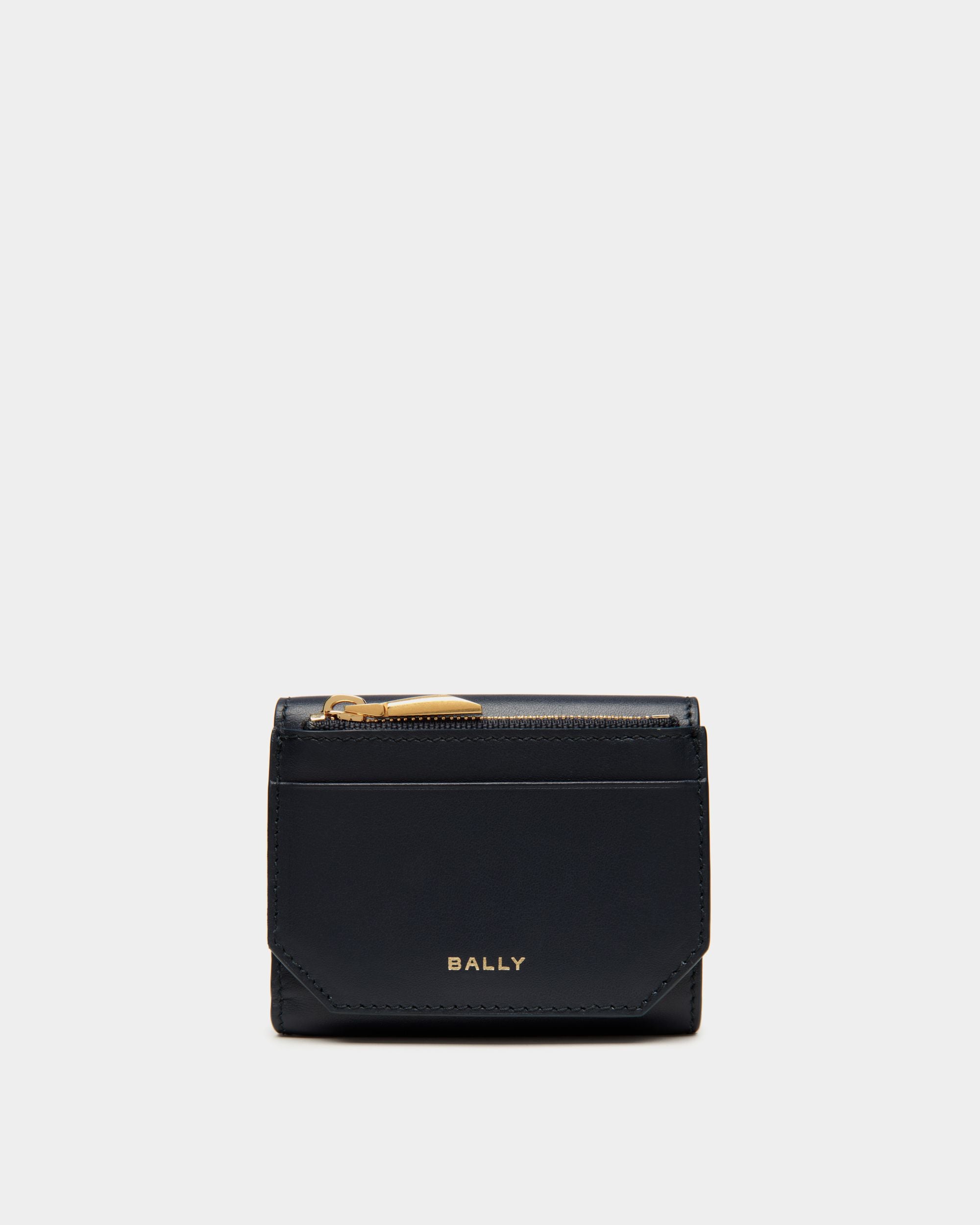 Emblem Wallet in Navy Blue Leather - Women's - Bally - 02