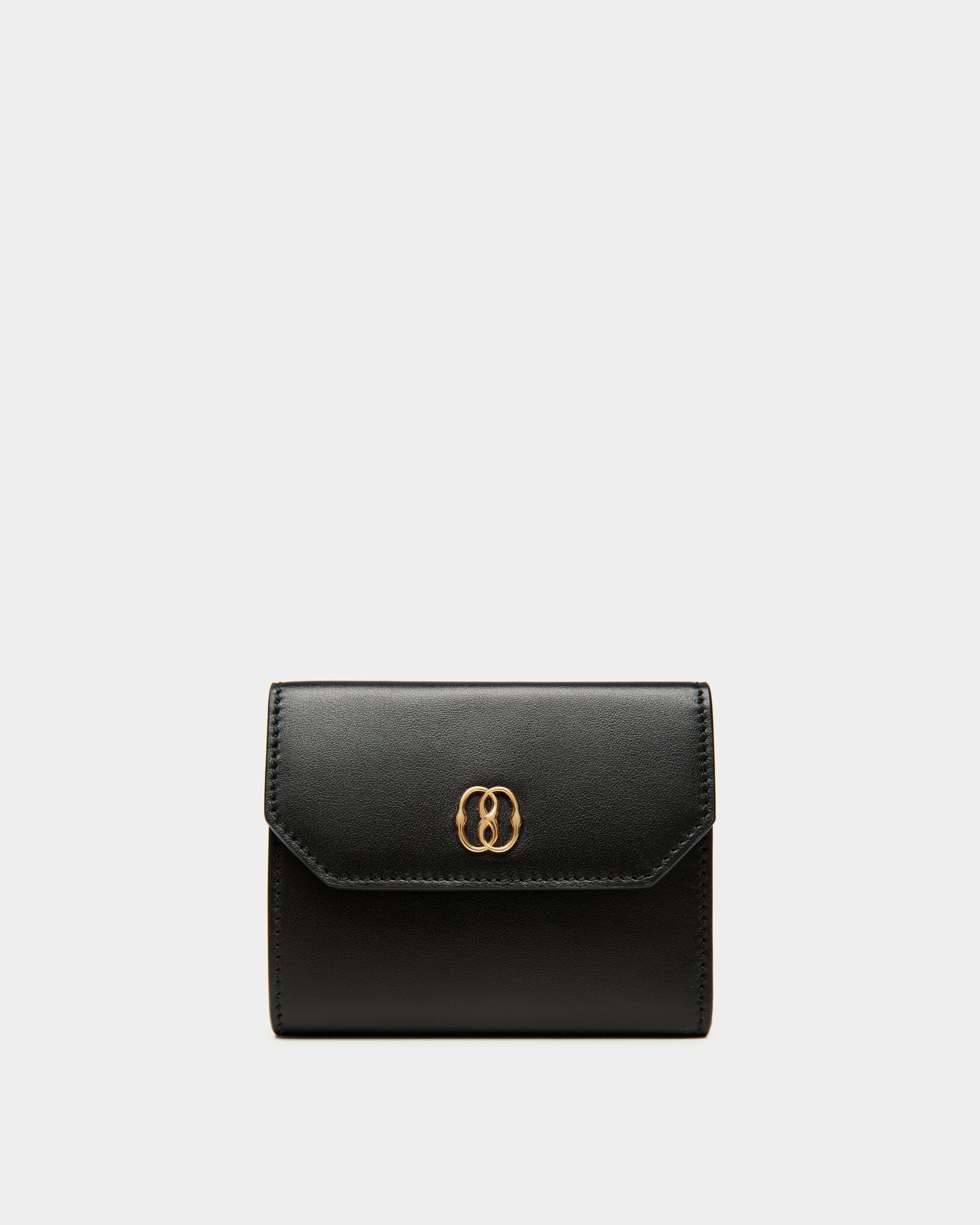 Emblem Wallet In Black Leather - Women's - Bally - 01