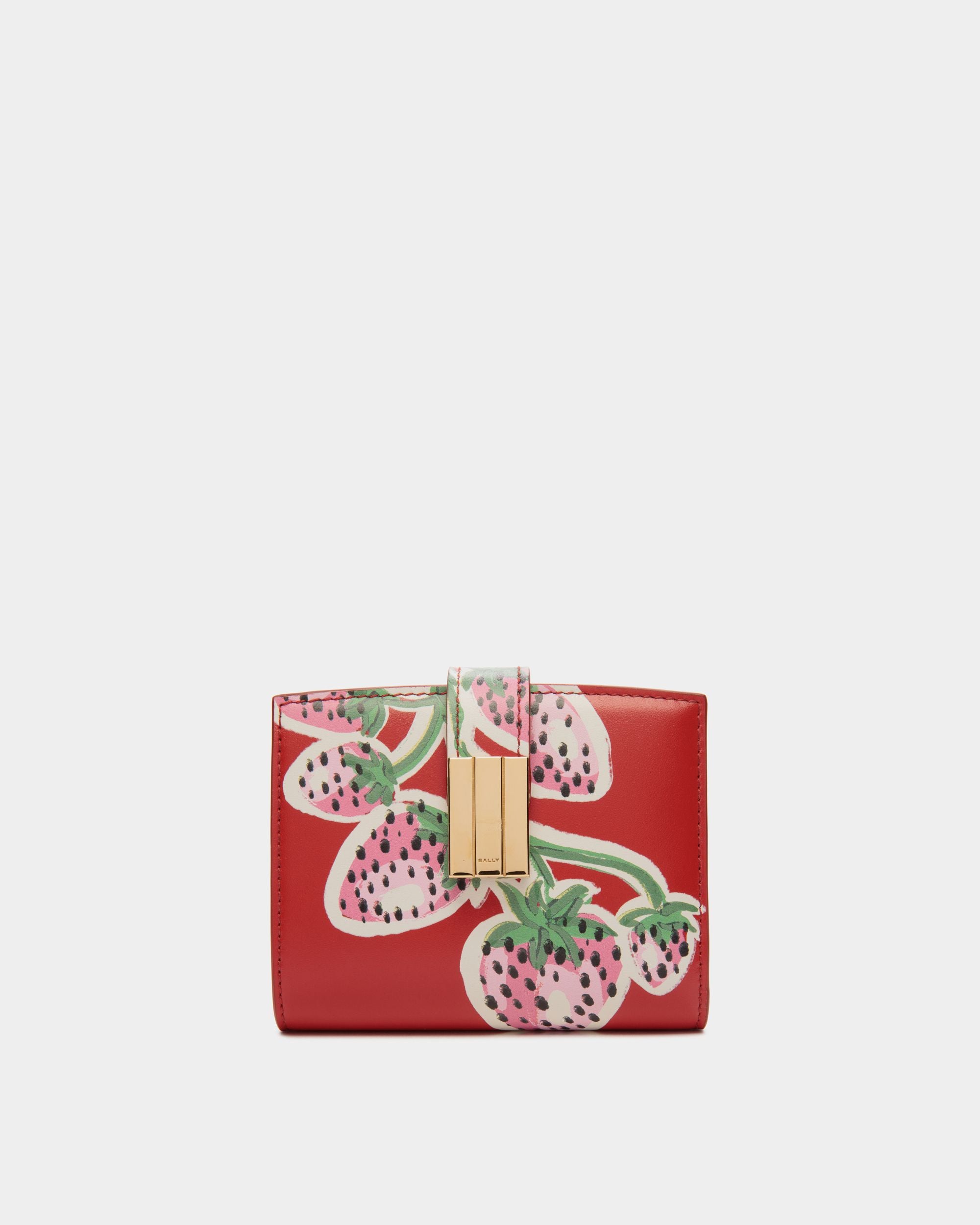 Ollam Wallet in Strawberry Print Leather - Women's - Bally - 01