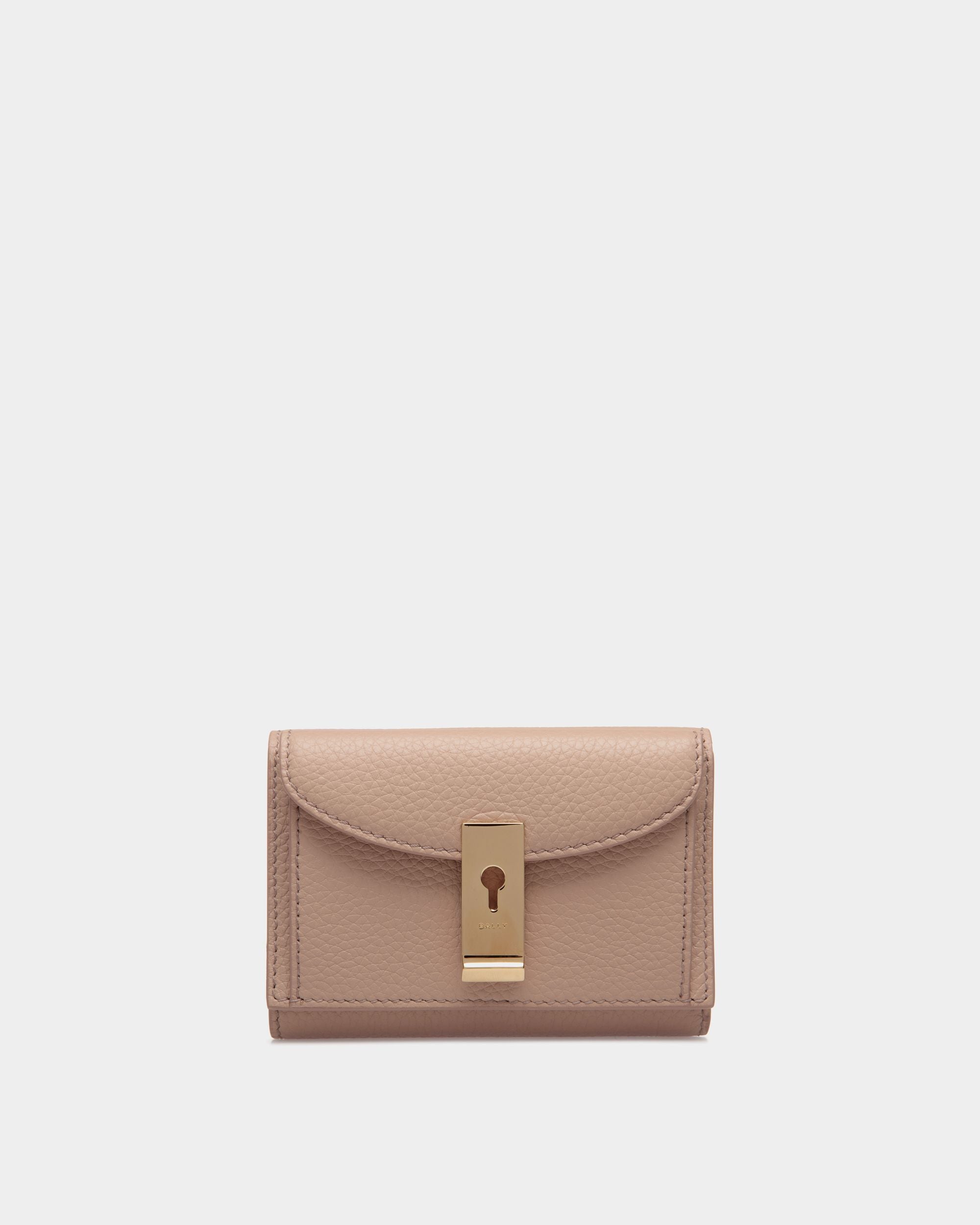 Lock Me Wallet In Nude Grained Leather - Women's - Bally - 01