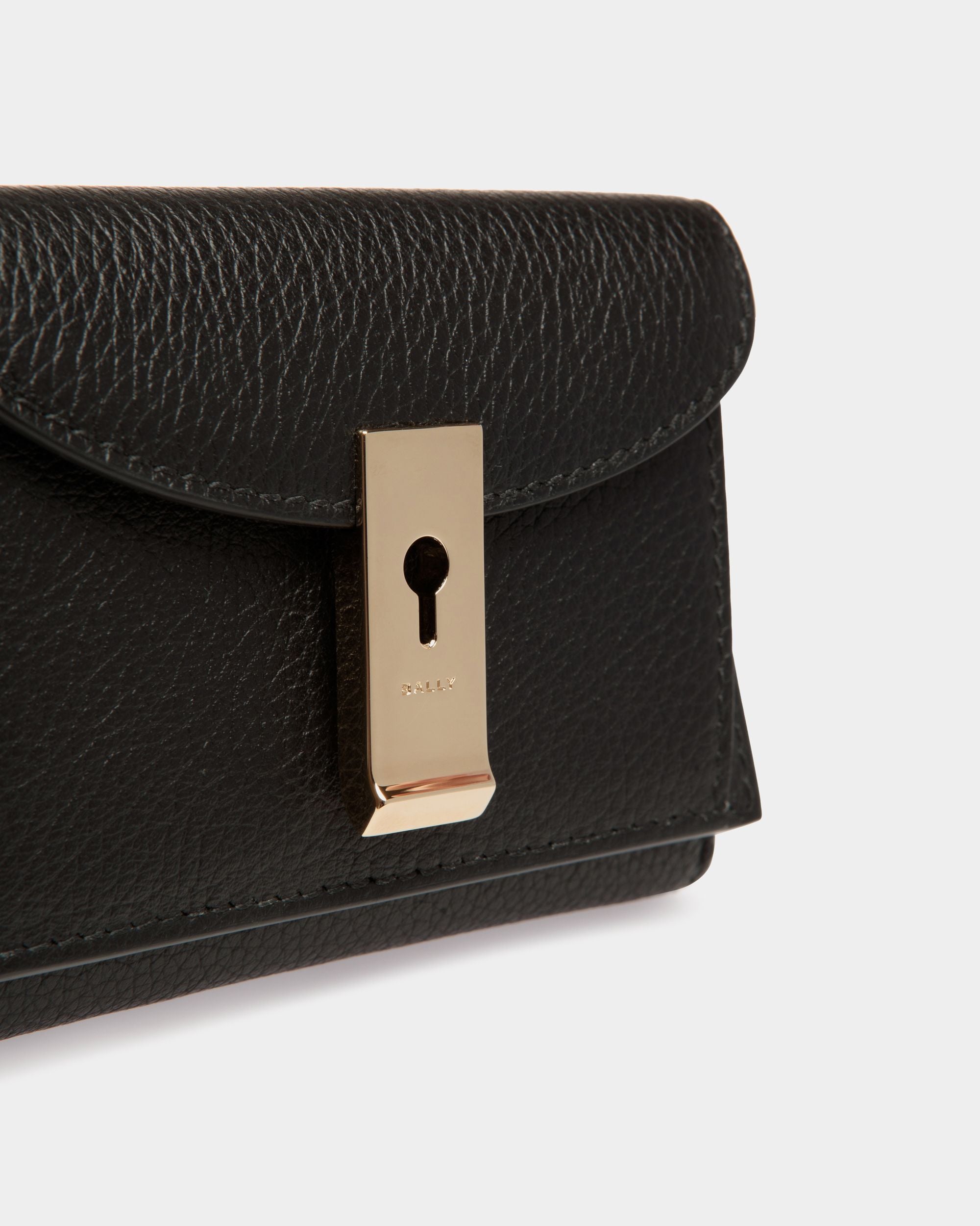 Lock Me Wallet In Black Grained Leather - Women's - Bally - 04