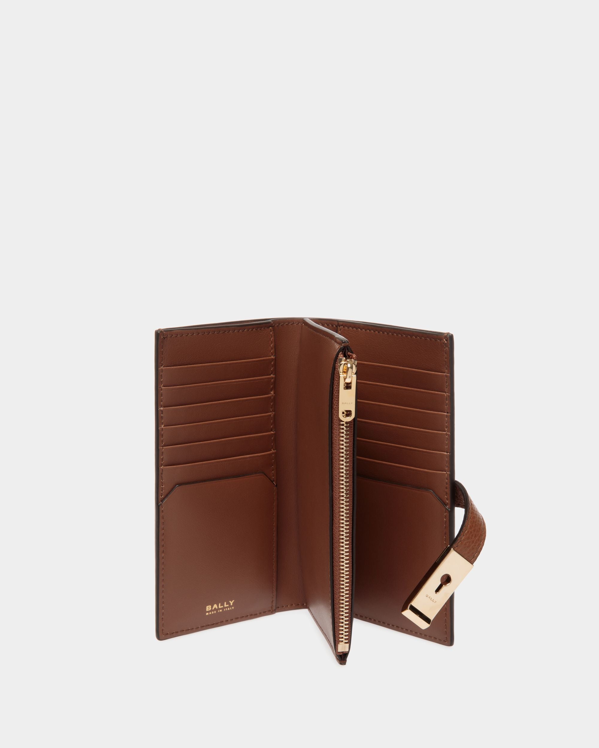 Lock Me Long Wallet in Brown Grained Leather - Women's - Bally - 03