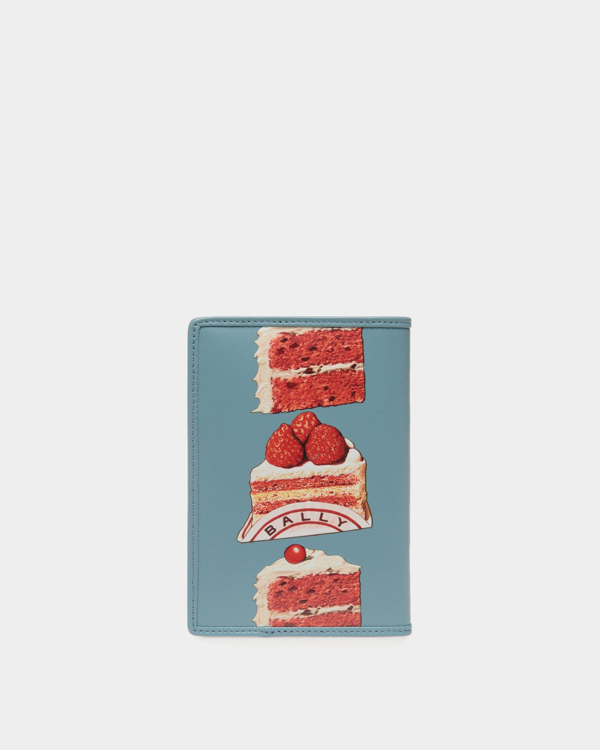 Passport Cover With Bally Cake Print in Medium Blue Leather - Women's - Bally - 02
