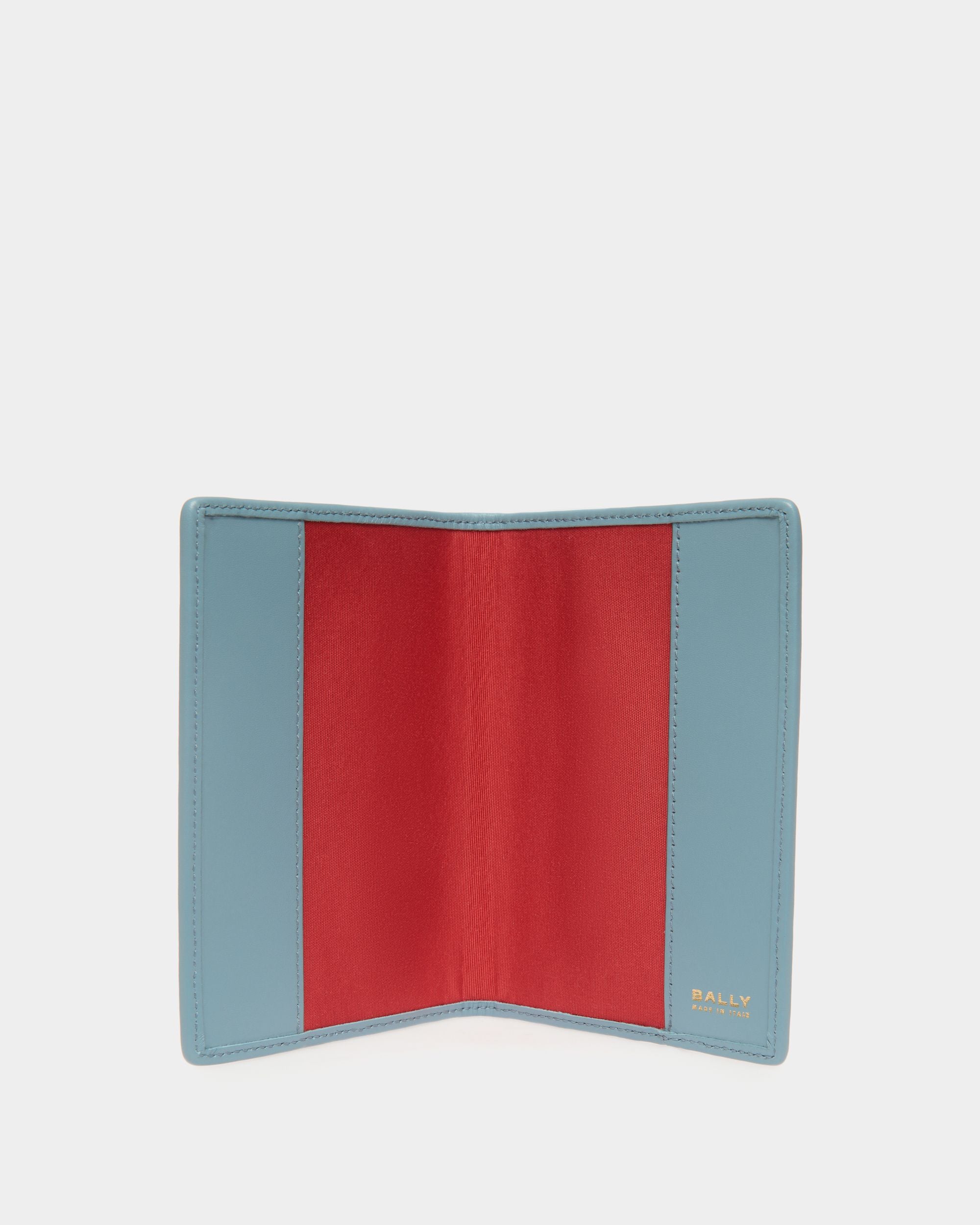Passport Cover With Bally Cake Print in Medium Blue Leather - Women's - Bally - 03