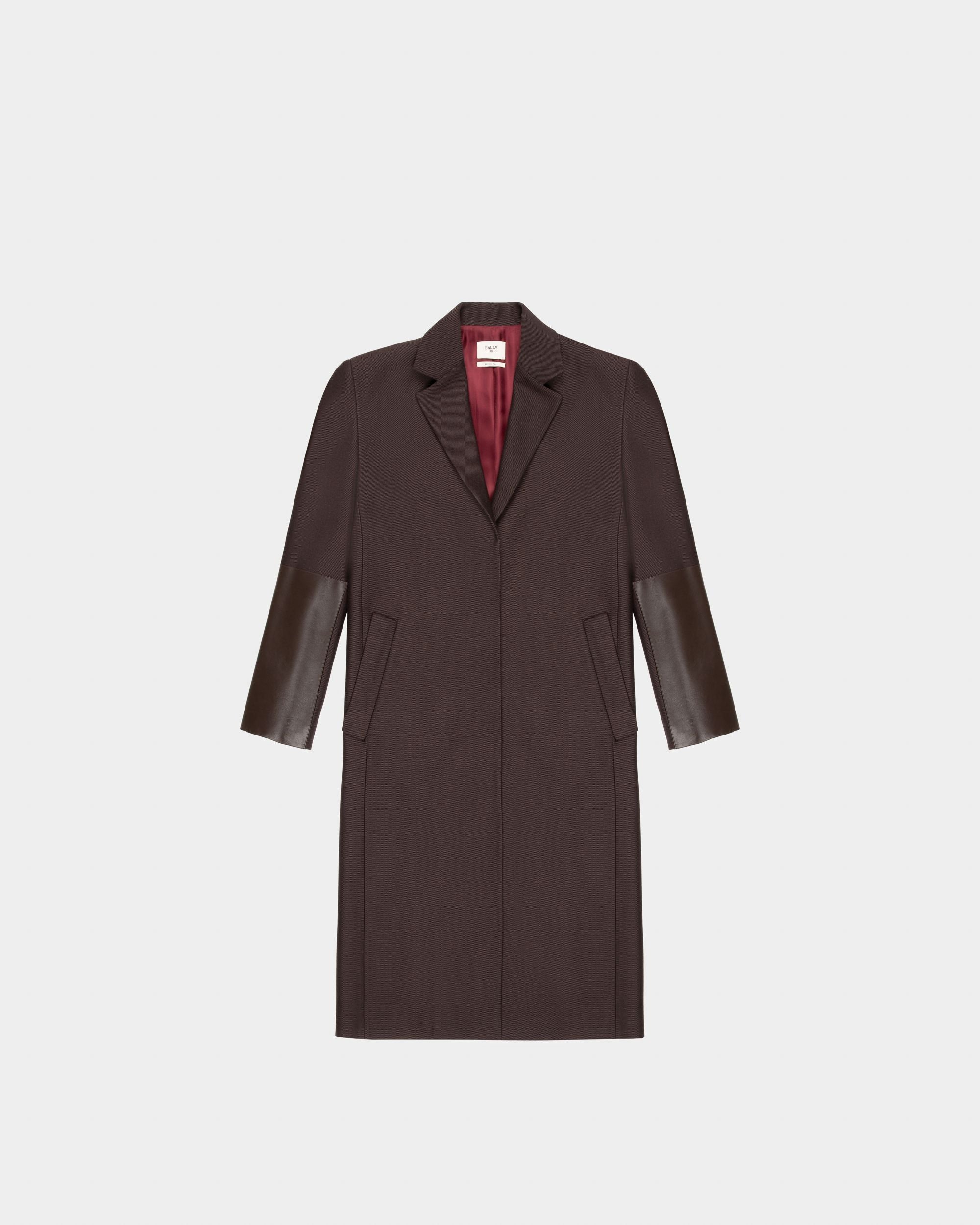 Wool & Cotton Coat In Ebony Brown - Women's - Bally - 04
