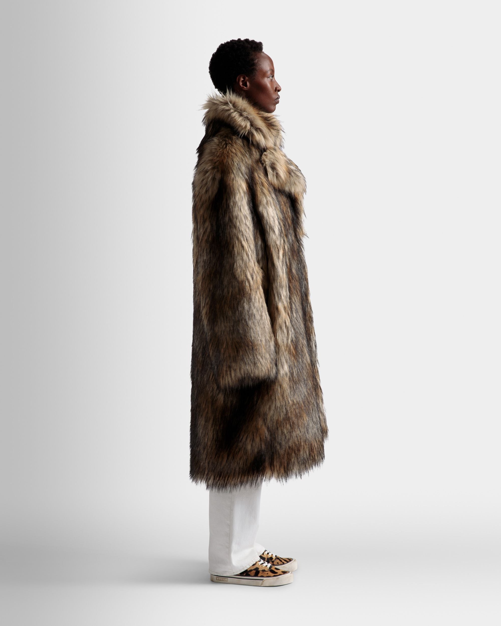Faux Fur Coat In Multi Brown - Women's - Bally - 05