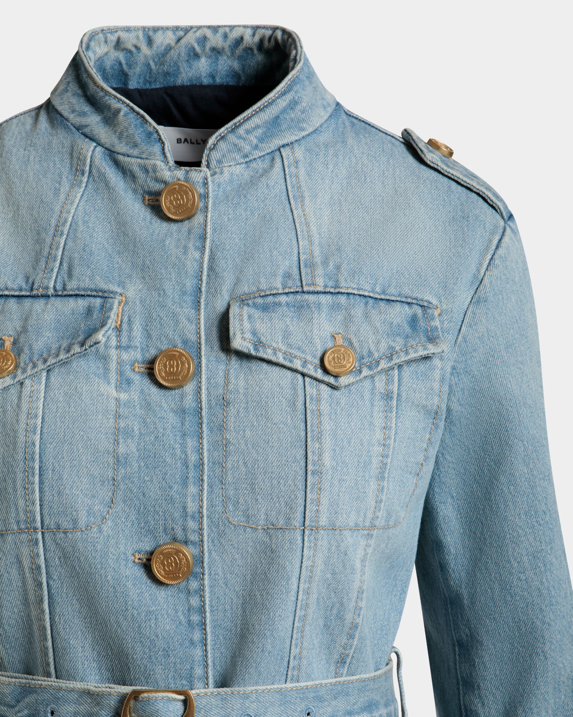 Denim Jacket in Light Blue Cotton - Women's - Bally - 04