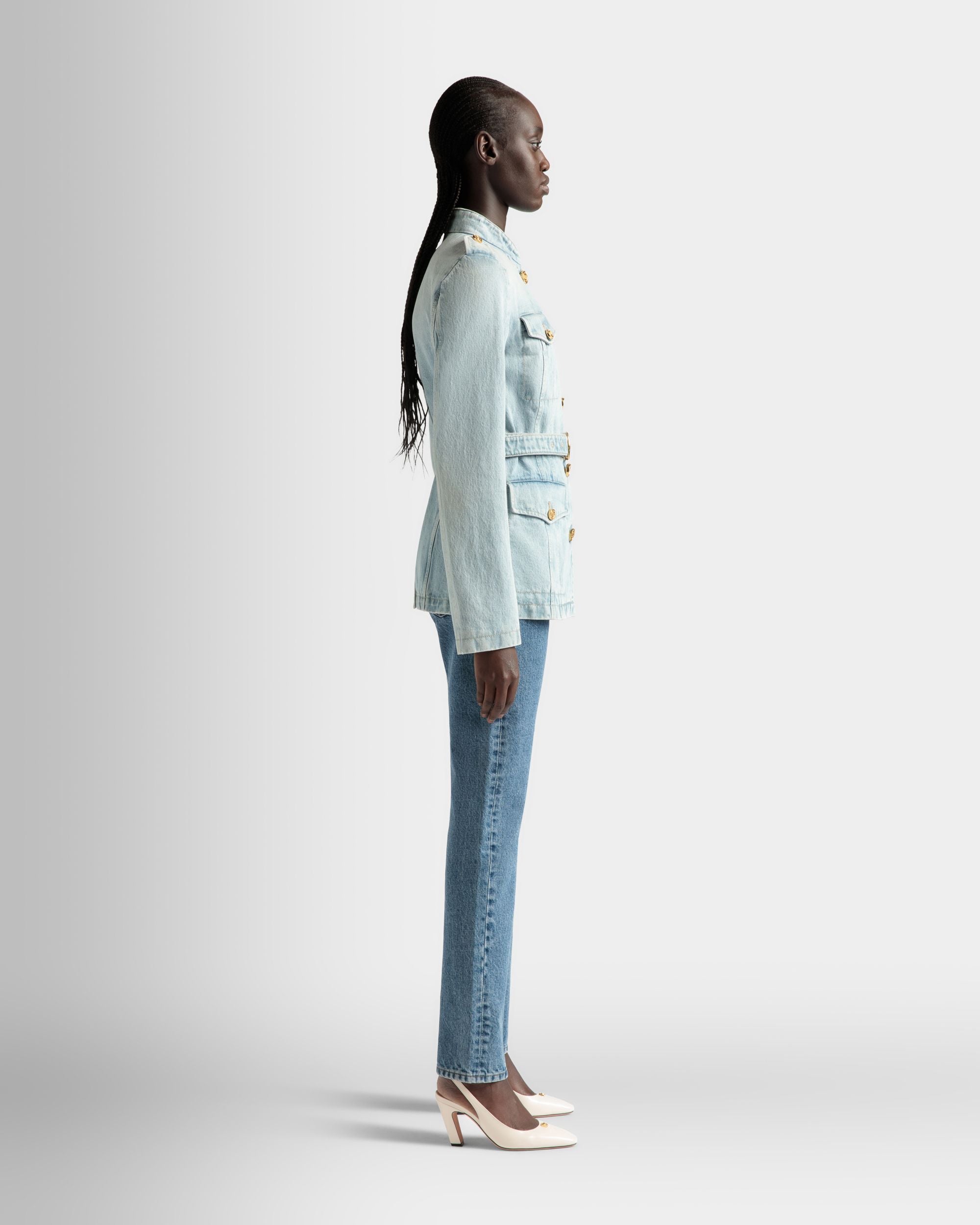Denim Jacket in Light Blue Cotton - Women's - Bally - 05