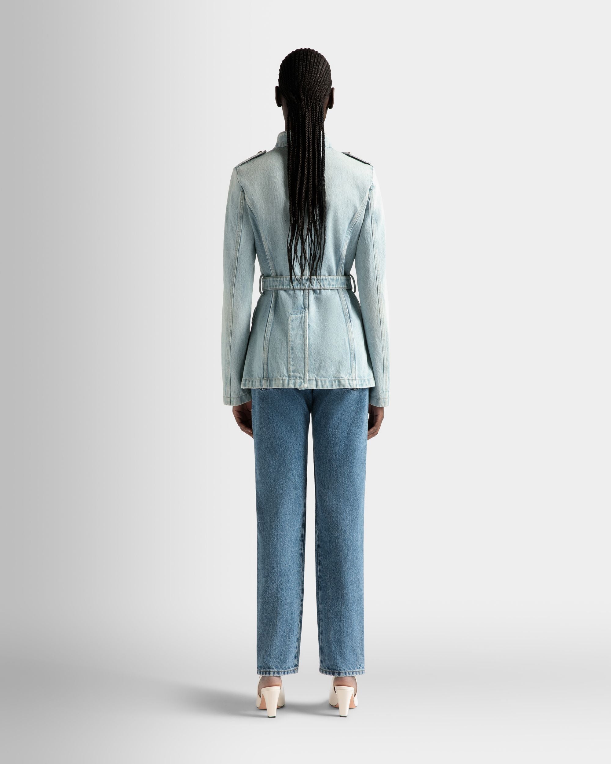 Denim Jacket in Light Blue Cotton - Women's - Bally - 06