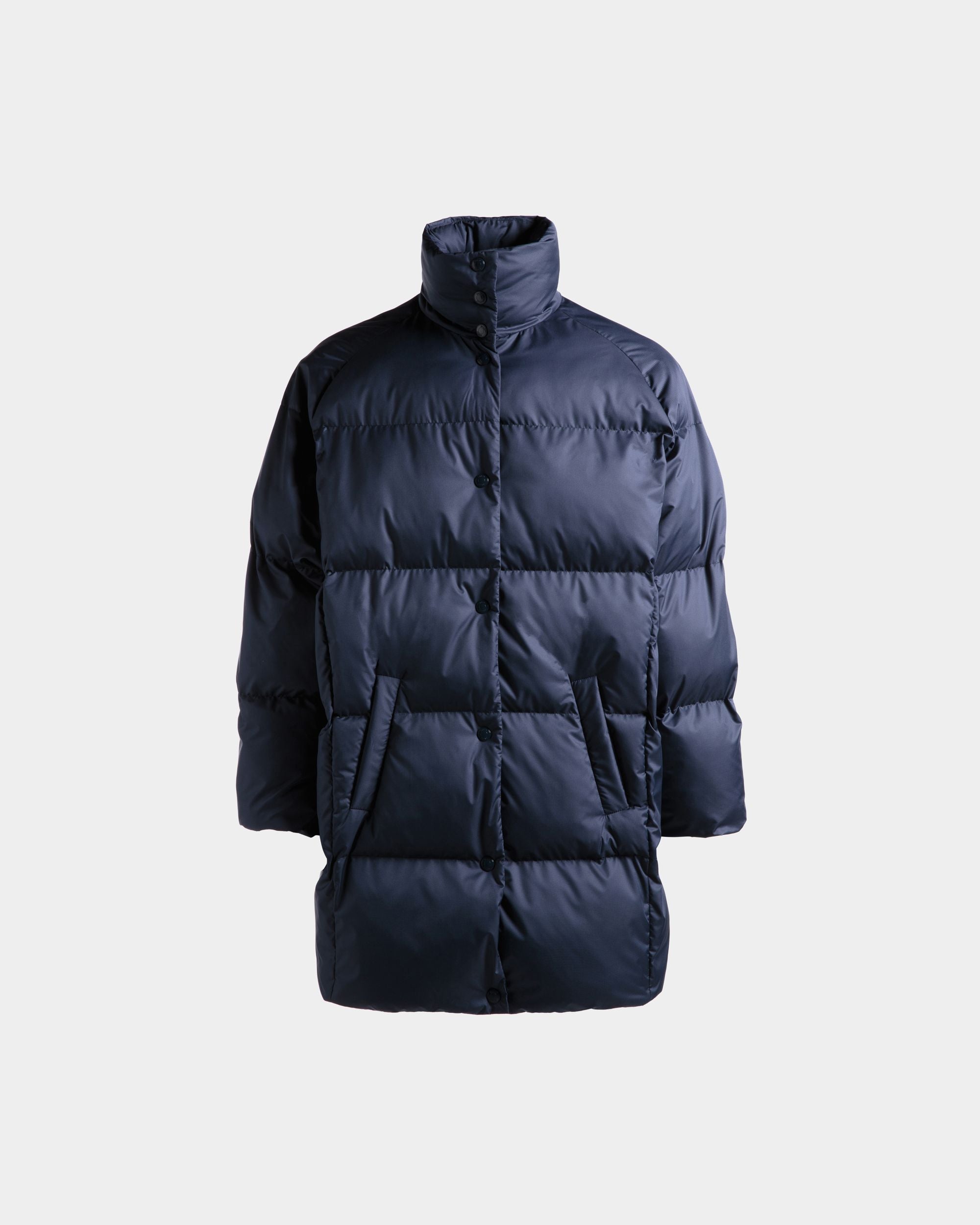 Puffer Coat In Navy Blue Nylon - Women's - Bally - 01