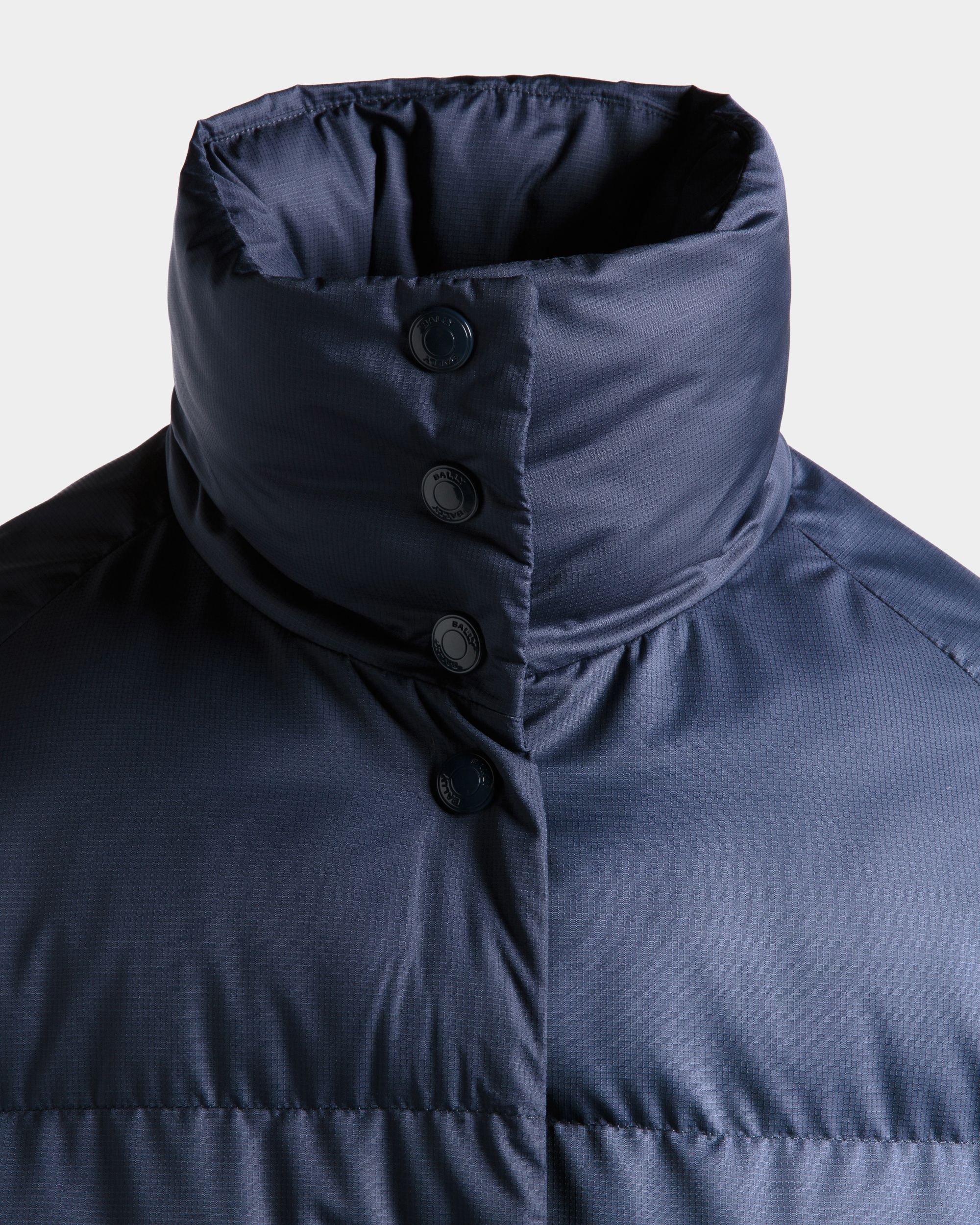 Puffer Coat In Navy Blue Nylon - Women's - Bally - 05