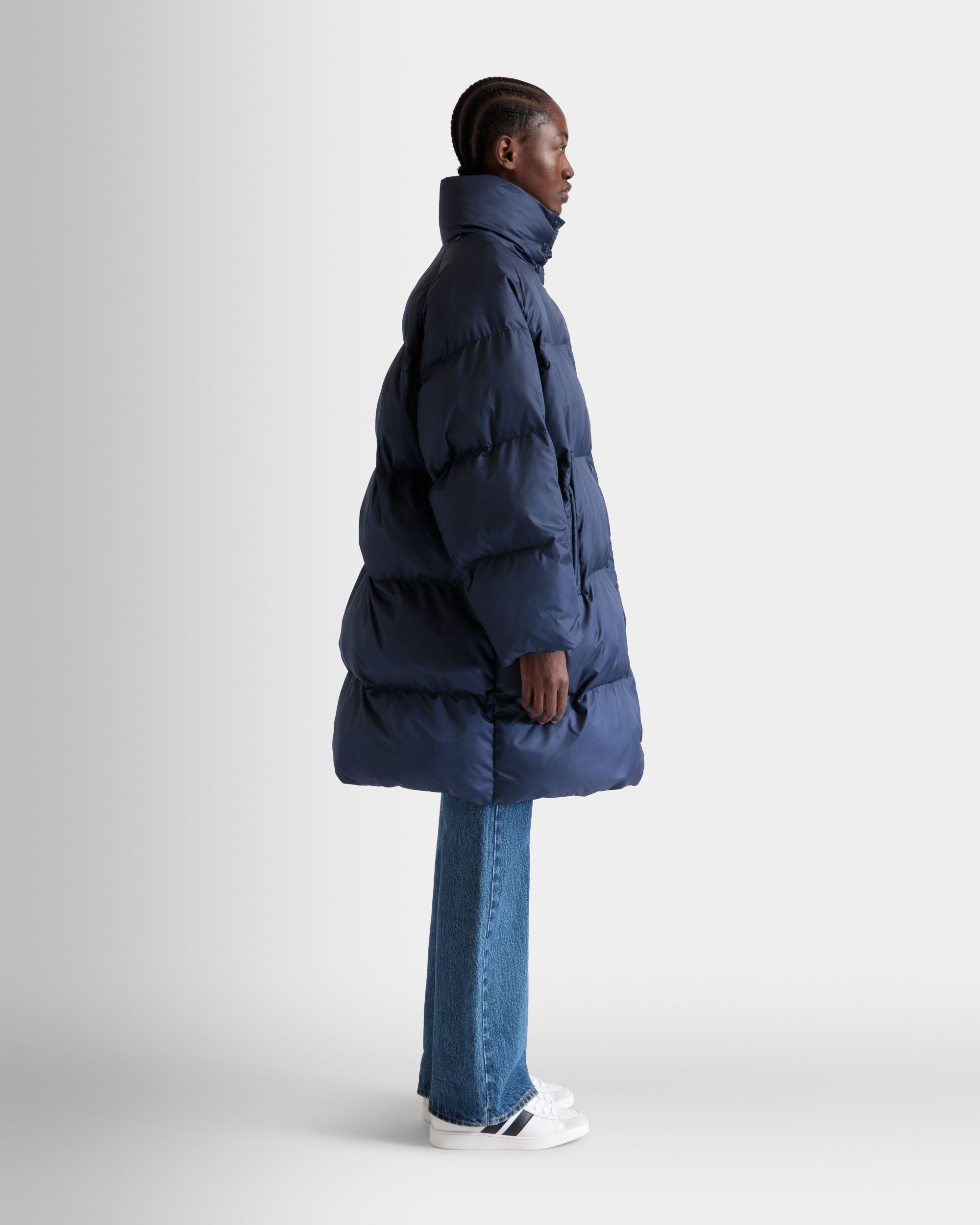 Puffer Coat In Navy Blue Nylon - Women's - Bally - 06