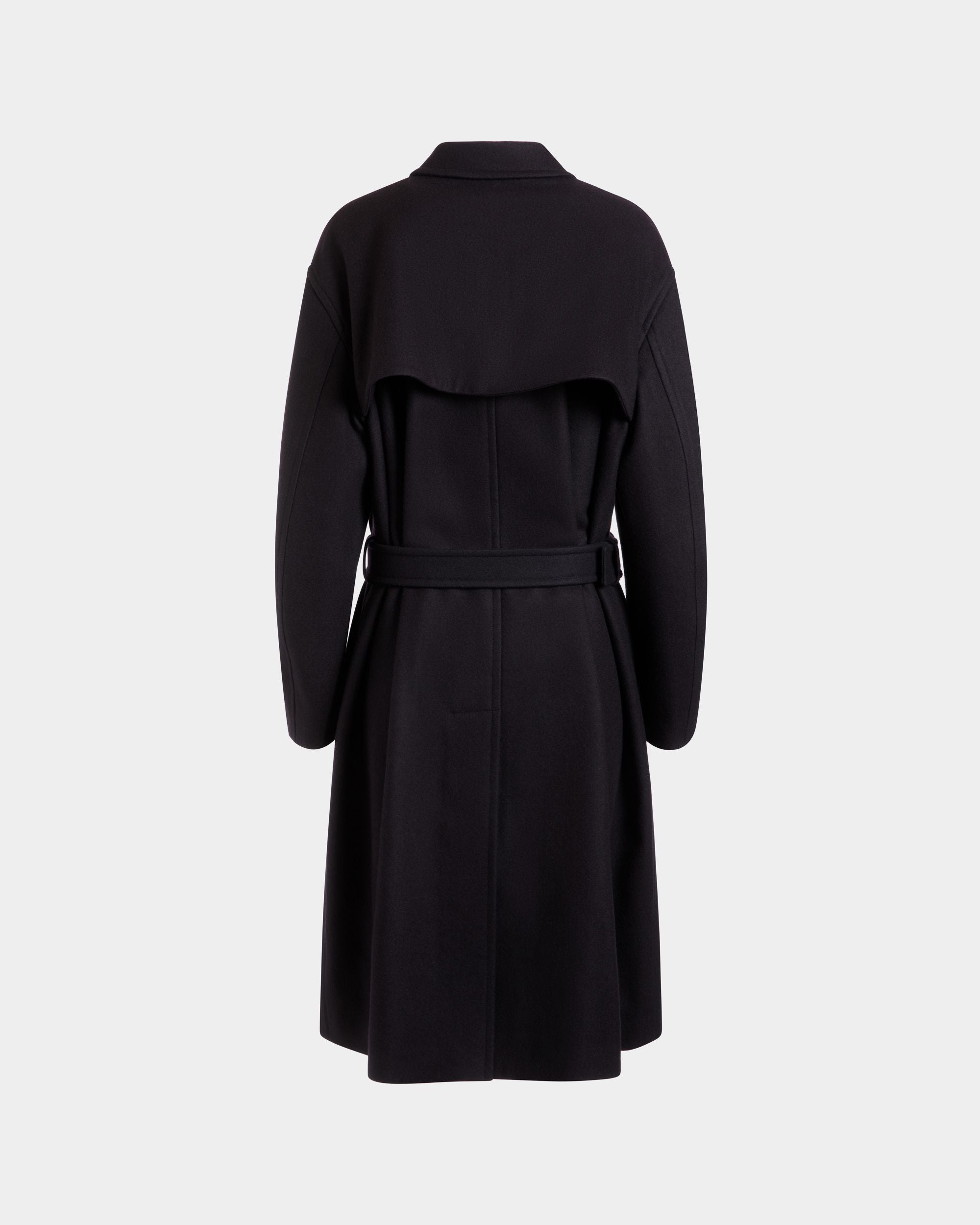 Belted Coat In Navy Blue Wool Blend - Women's - Bally - 08