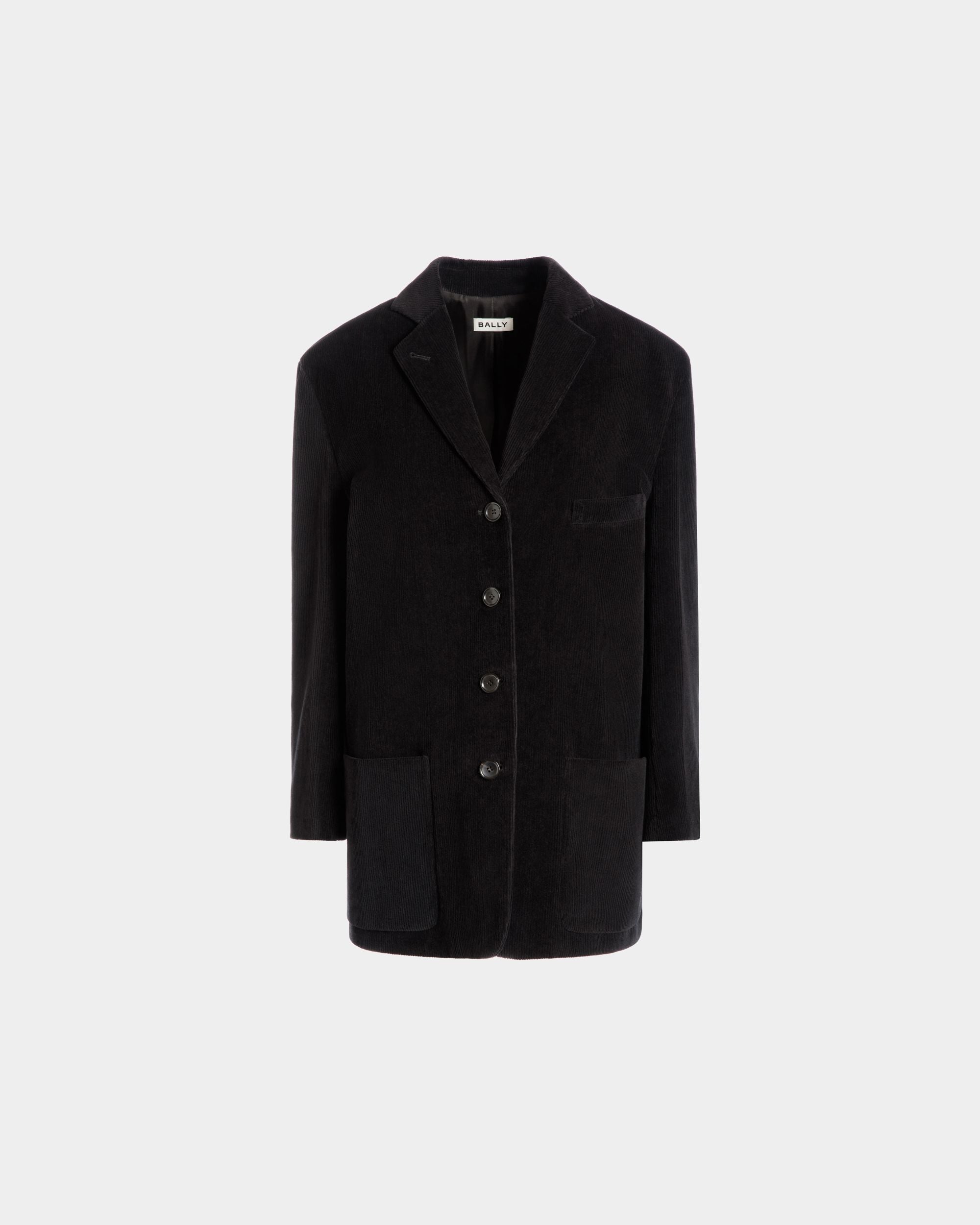Women's black corduroy blazer top