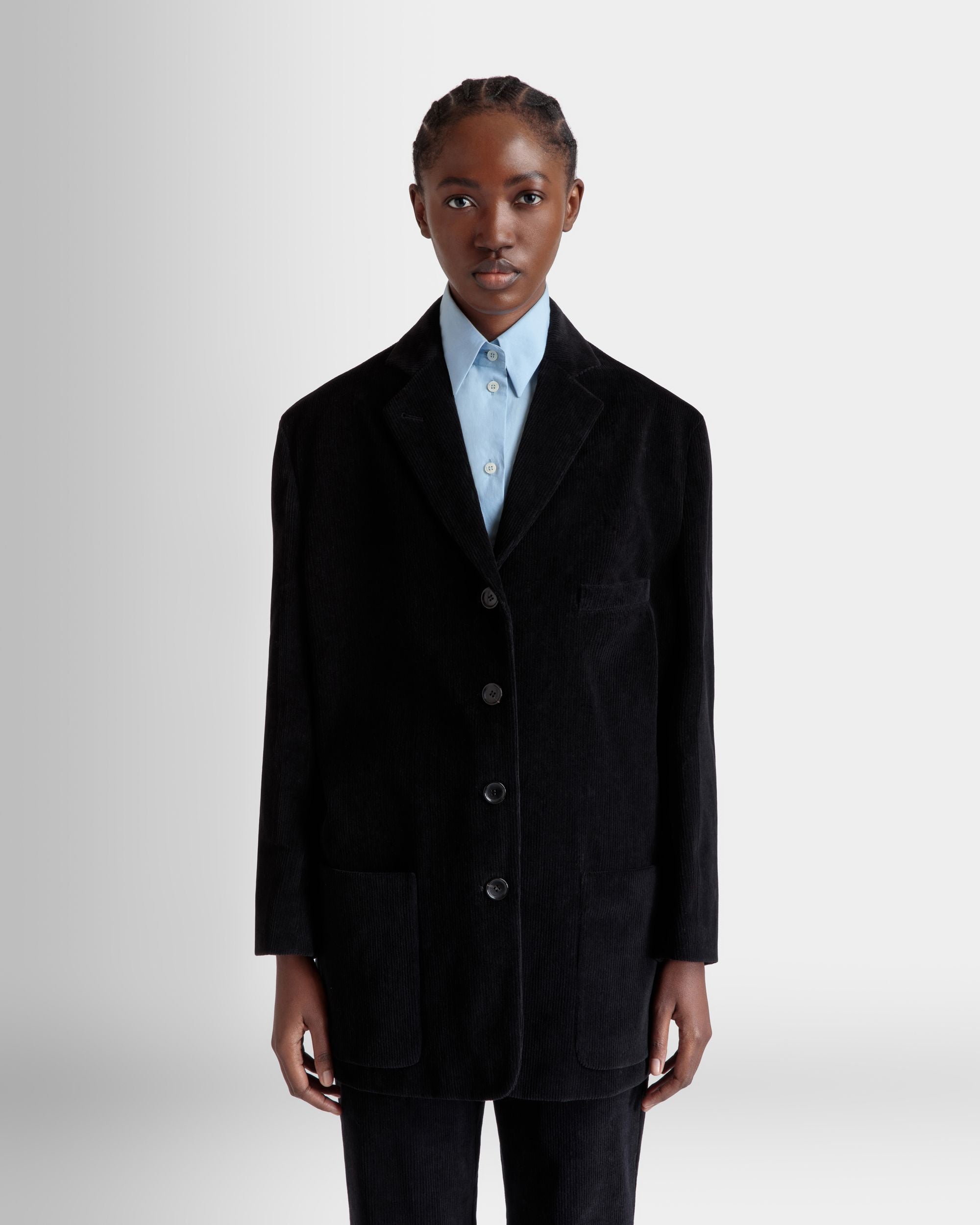 Blazer In Black Cotton Corduroy - Women's - Bally - 03