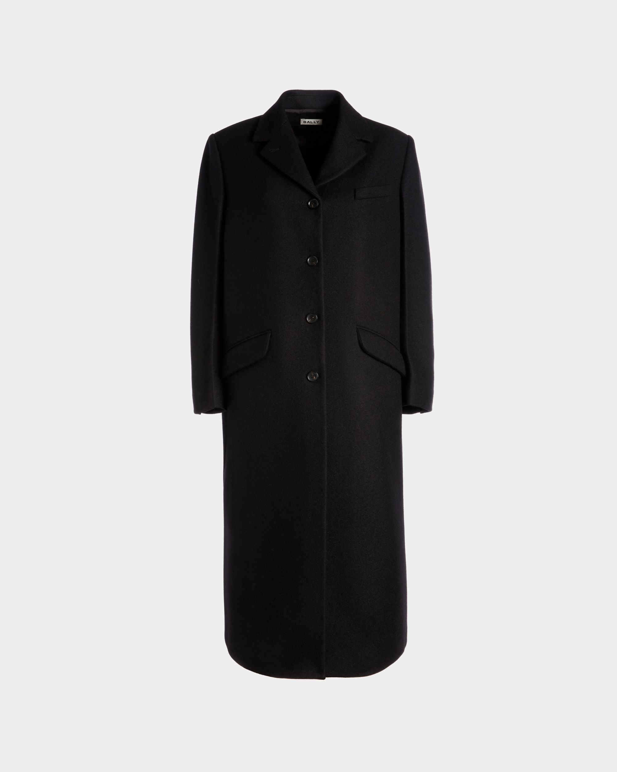 Single-Breasted Coat In Black Wool Blend - Women's - Bally - 01