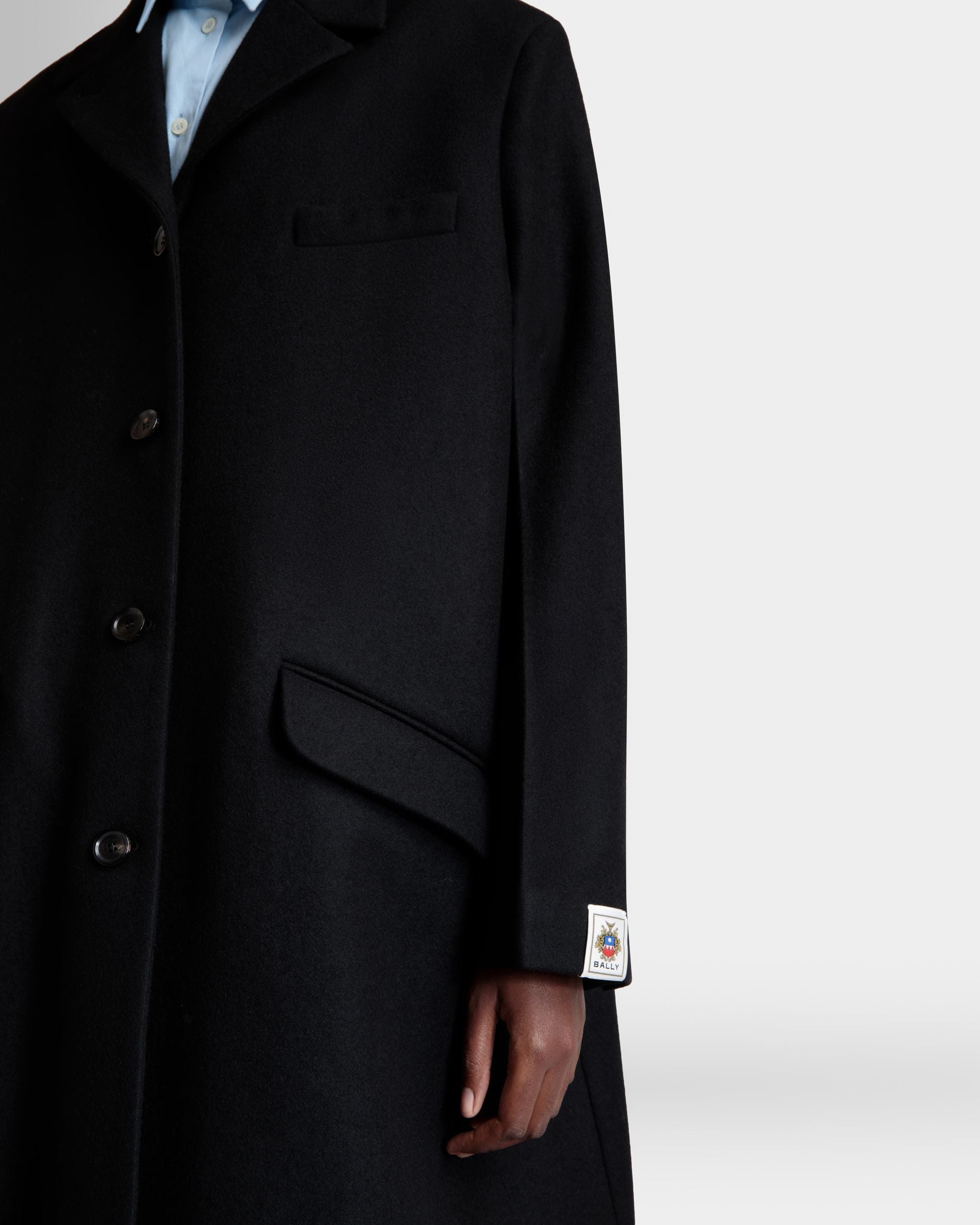 Single-Breasted Coat In Black Wool Blend - Women's - Bally - 08