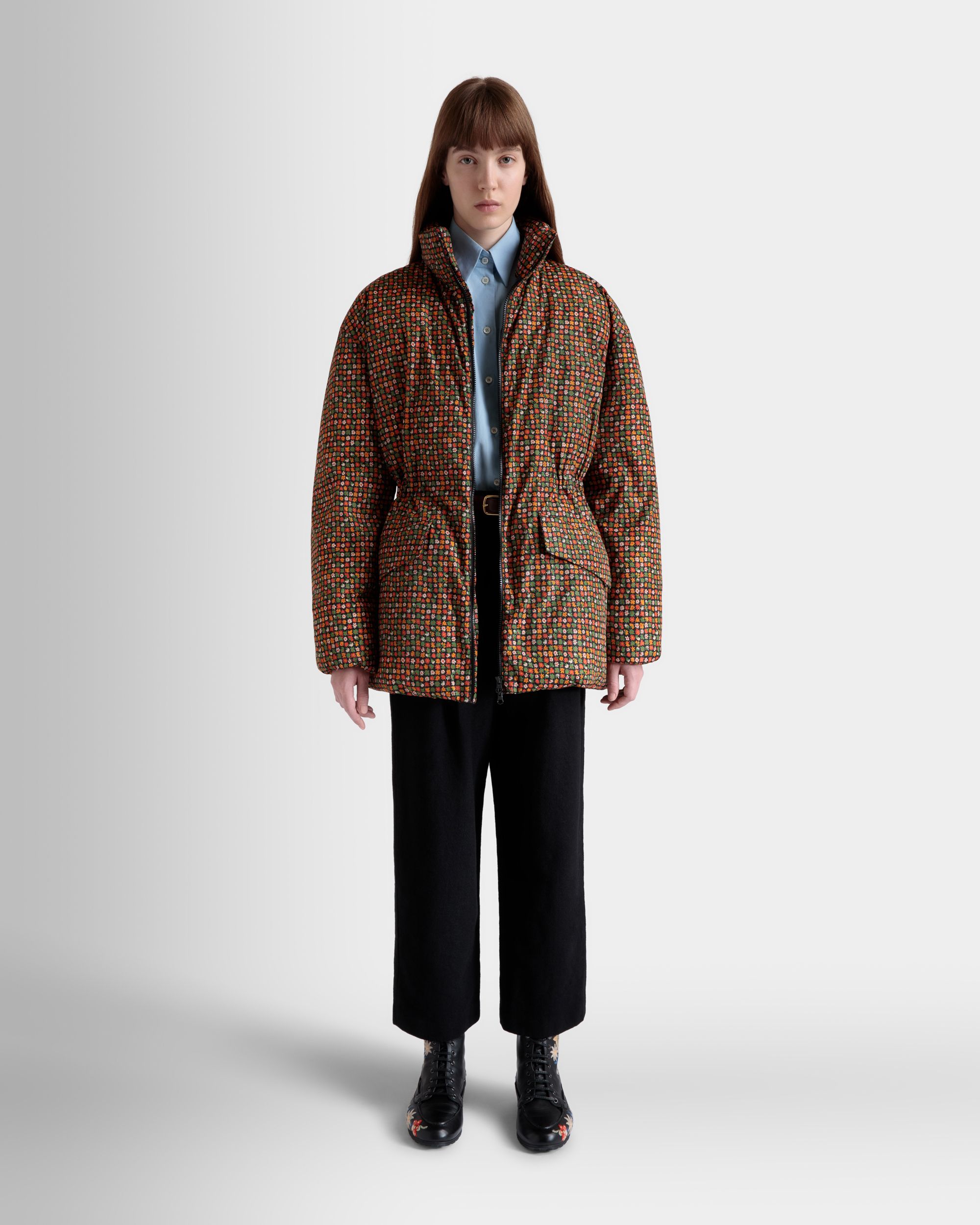 Winter Capsule Puffer Jacket With Alpine Flowers in Multicolor Recycled Nylon - Women's - Bally - 02