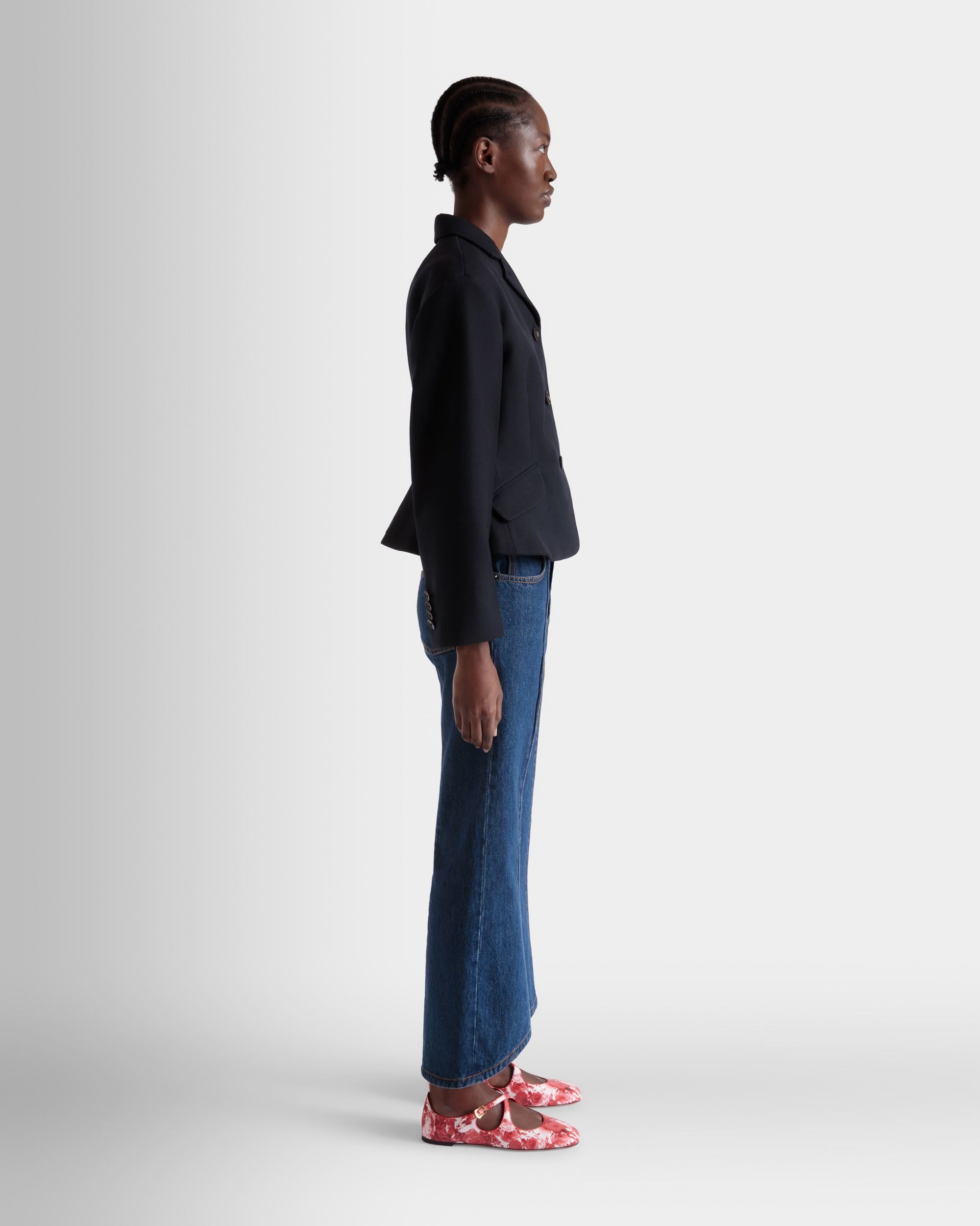 Blazer in Navy Blue Wool - Women's - Bally - 05