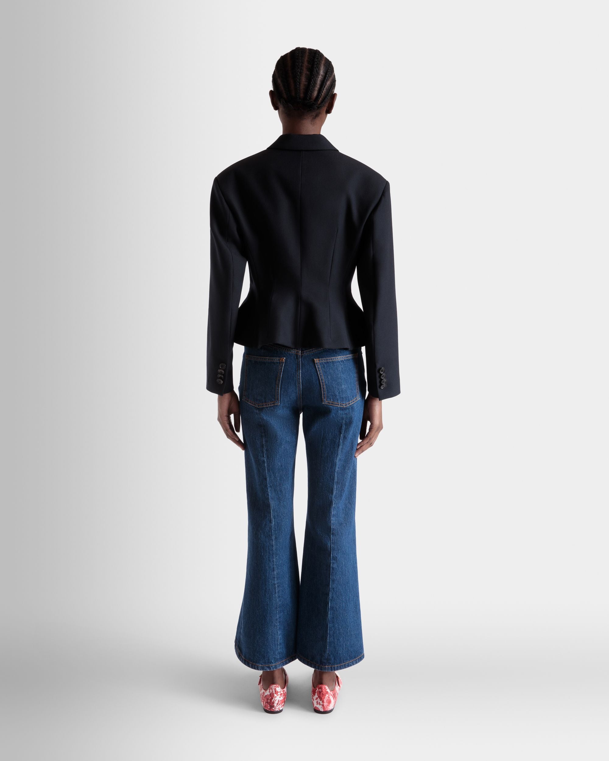 Blazer in Navy Blue Wool - Women's - Bally - 06