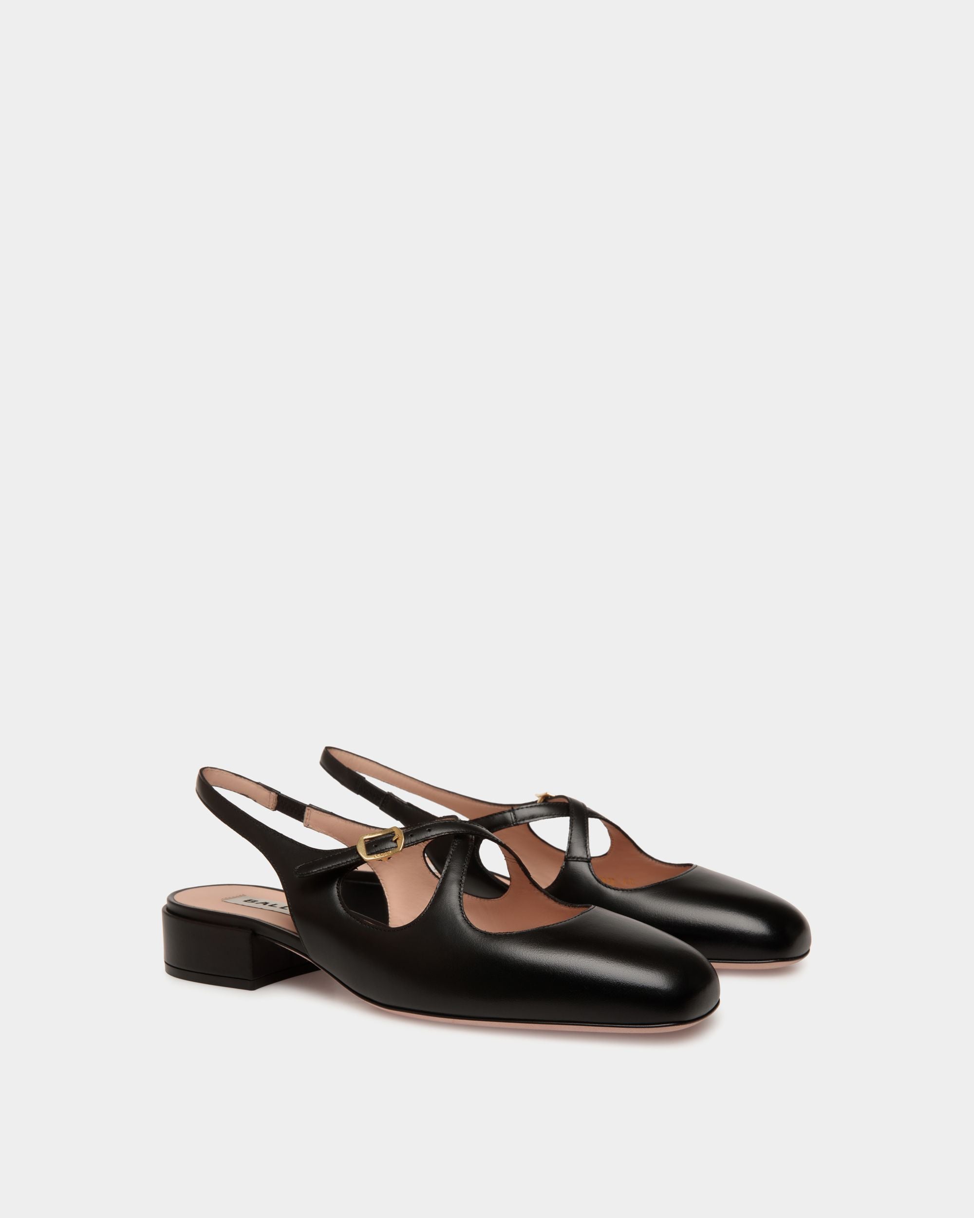Ballyrina Slingback Pump in Black Leather - Women's - Bally - 03