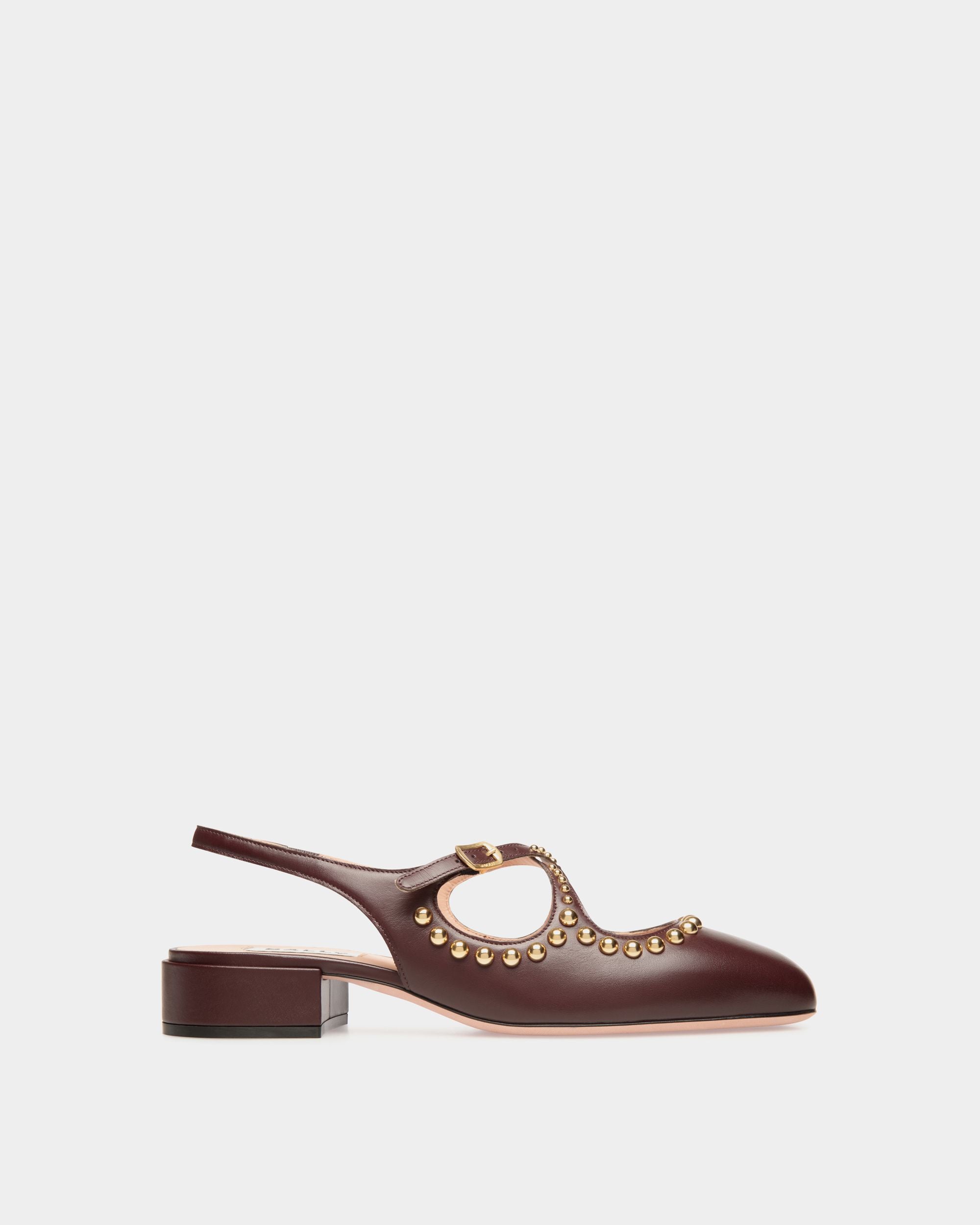 Ballyrina Slingback Pump in Deep Burgundy Leather - Women's - Bally - 01