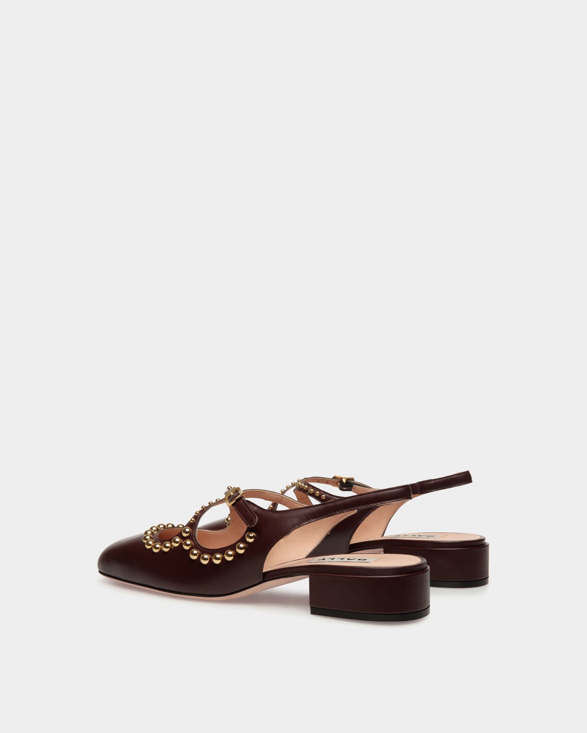 Ballyrina Slingback Pump in Deep Burgundy Leather - Women's - Bally - 03