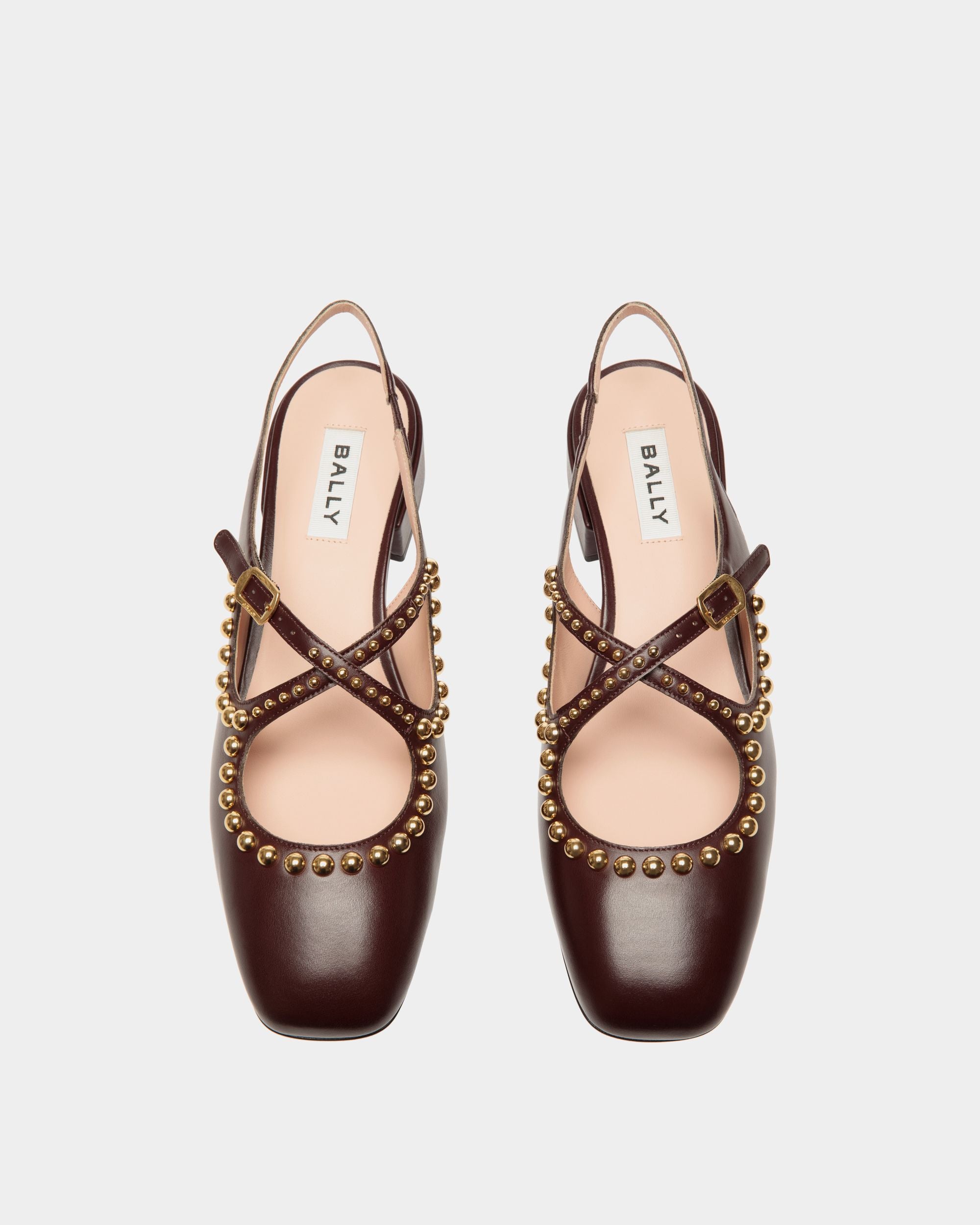 Ballyrina Slingback Pump in Deep Burgundy Leather - Women's - Bally - 04