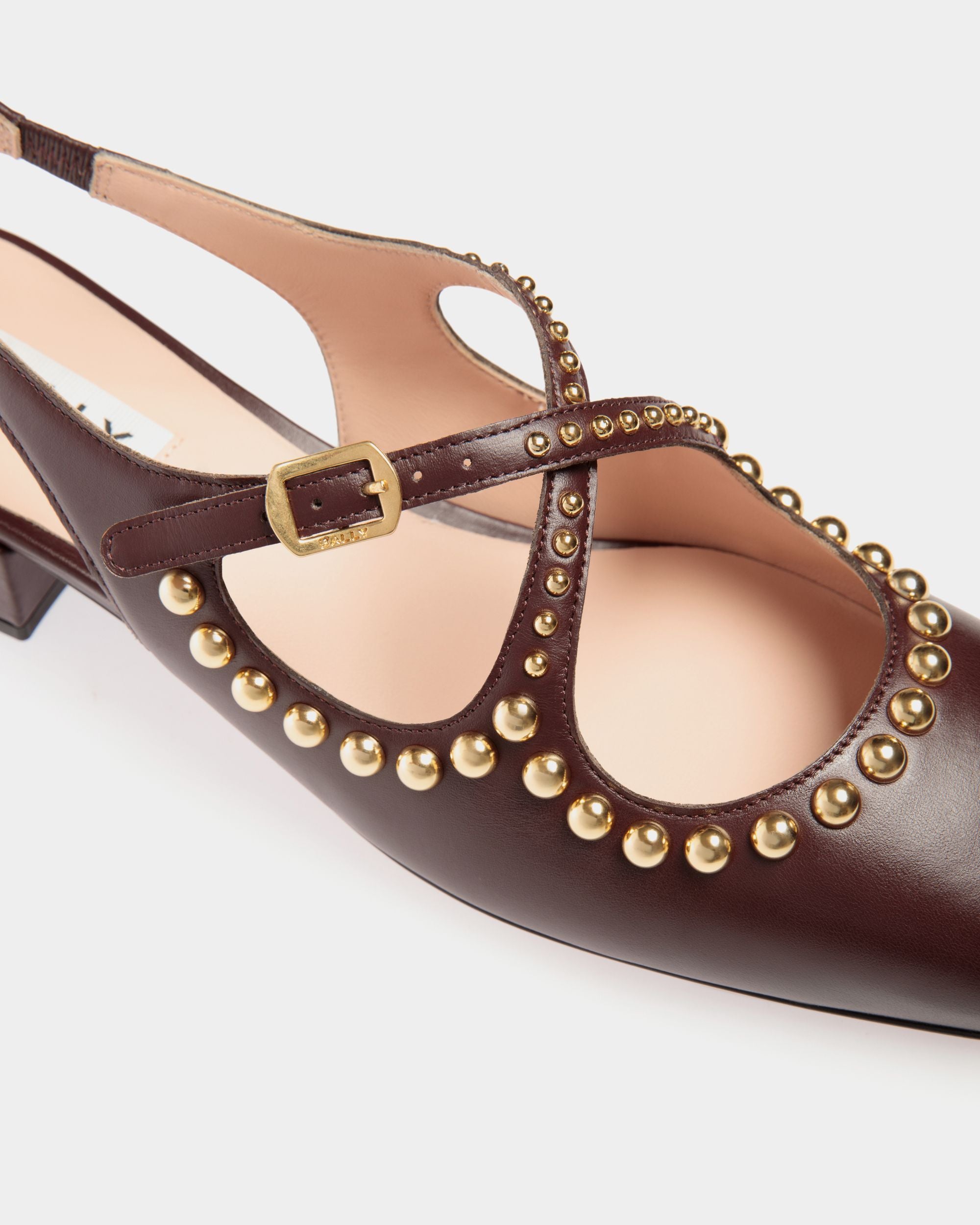Ballyrina Slingback Pump in Deep Burgundy Leather - Women's - Bally - 05