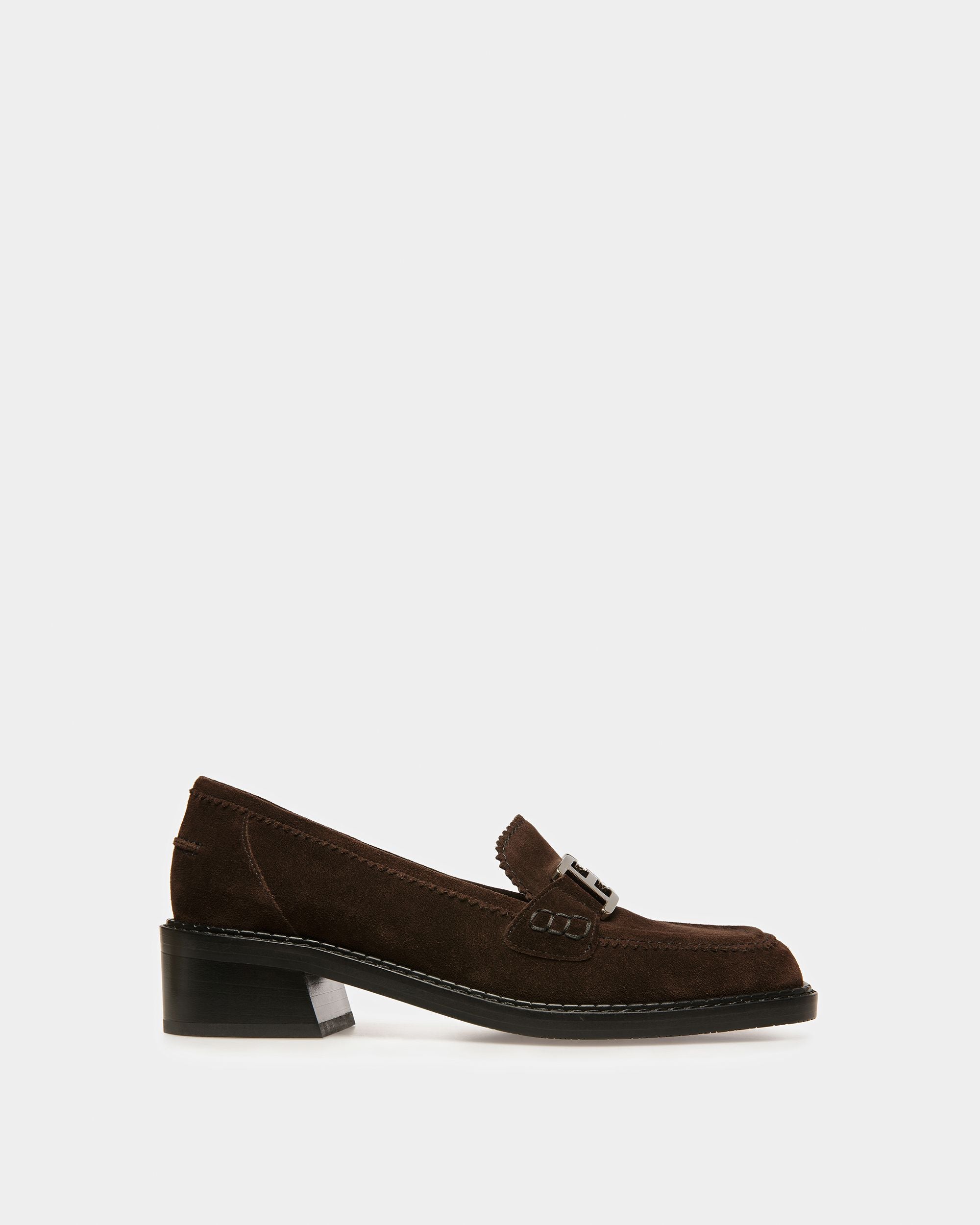 Ellyane Leather Moccasins In Ebony Brown - Women's - Bally - 01