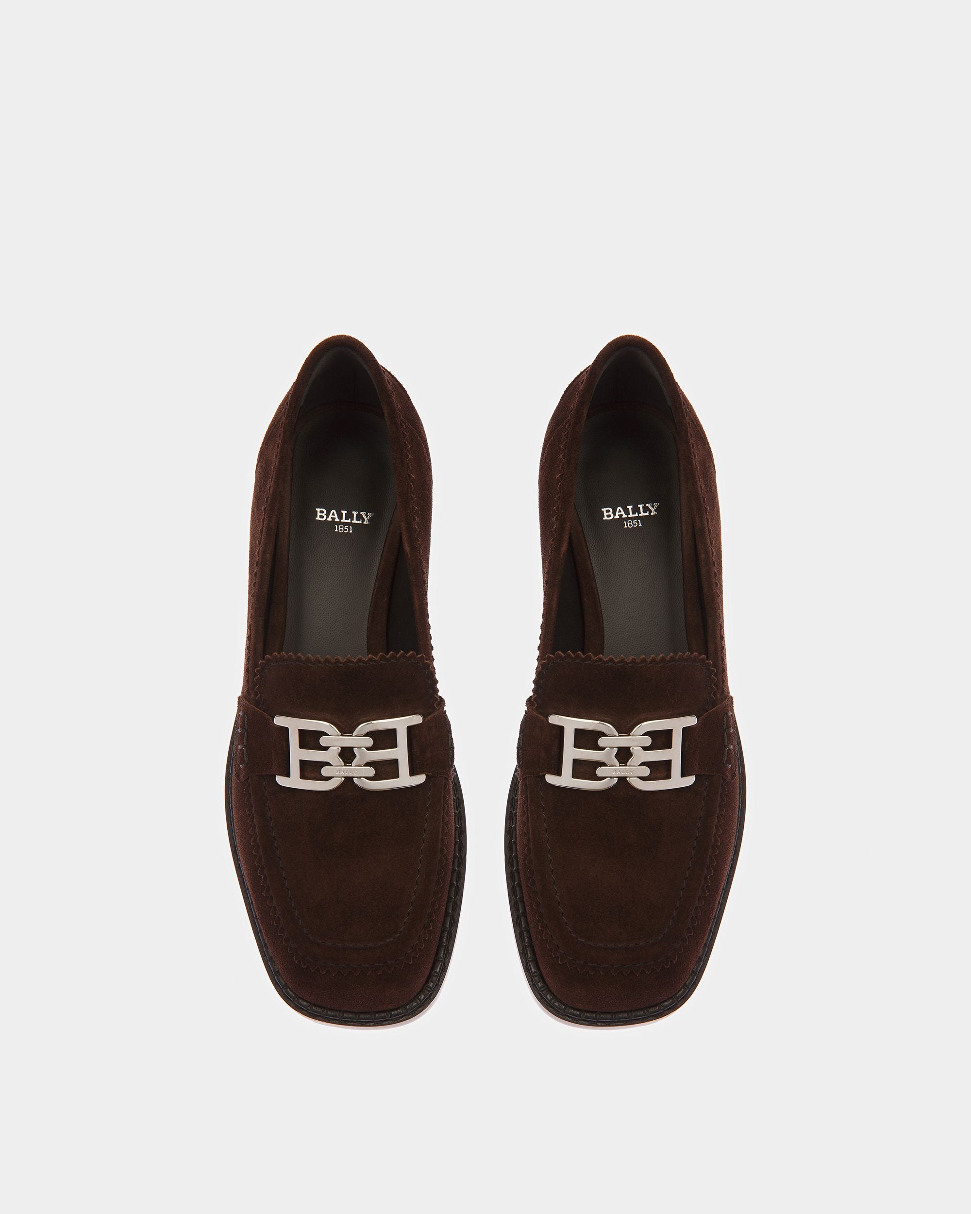 Ellyane Leather Moccasins In Ebony Brown - Women's - Bally - 02