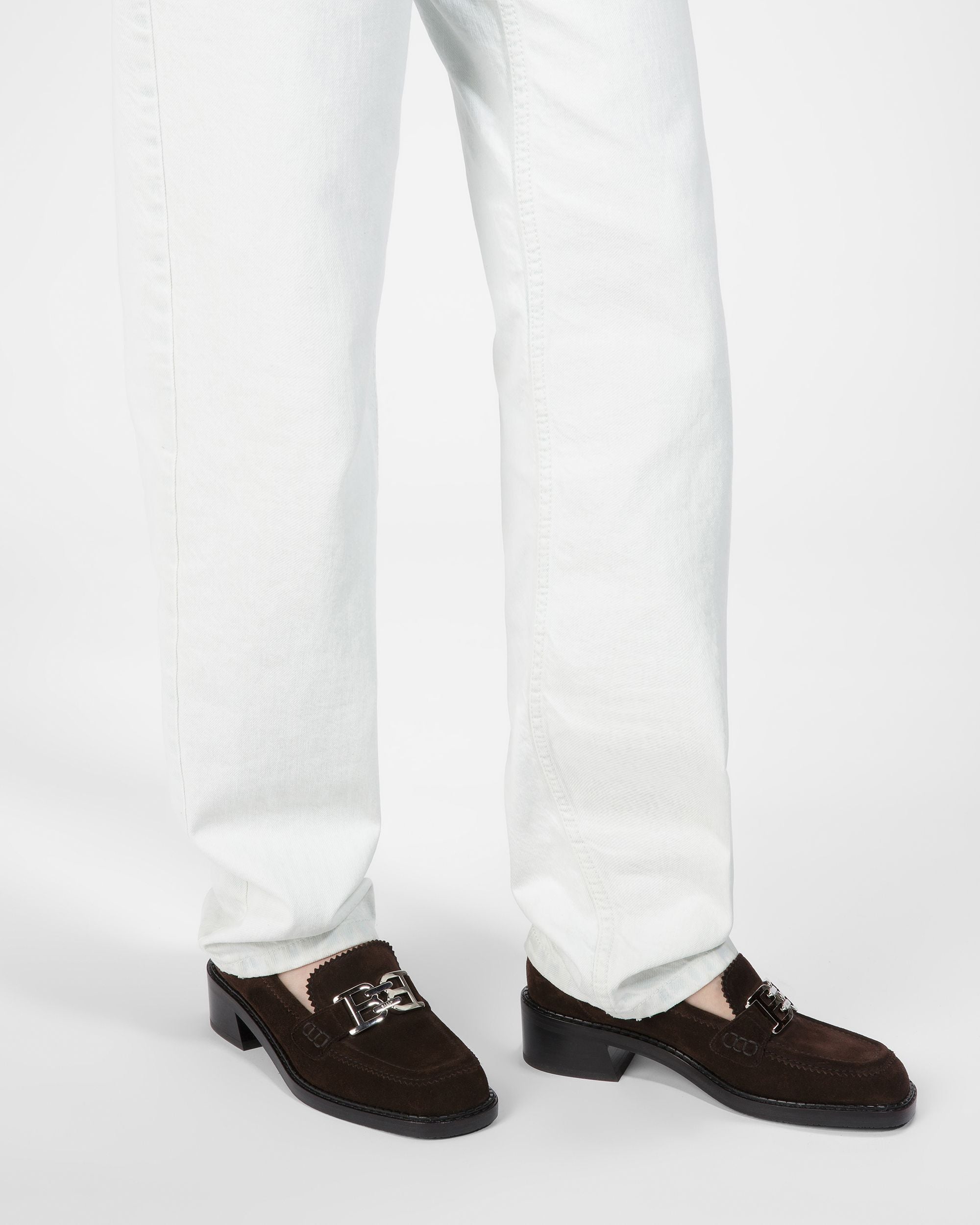 Ellyane Leather Moccasins In Ebony Brown - Women's - Bally - 06