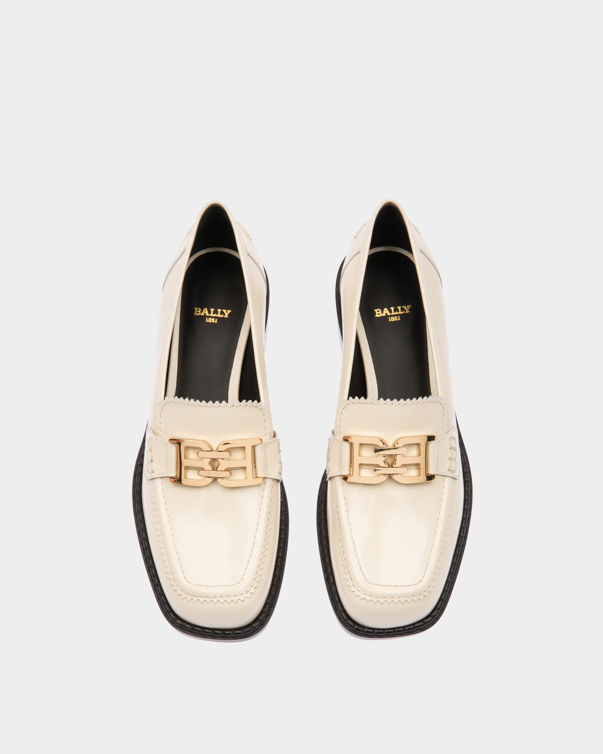 Ellyane Leather Mocassins In Bone - Women's - Bally - 03