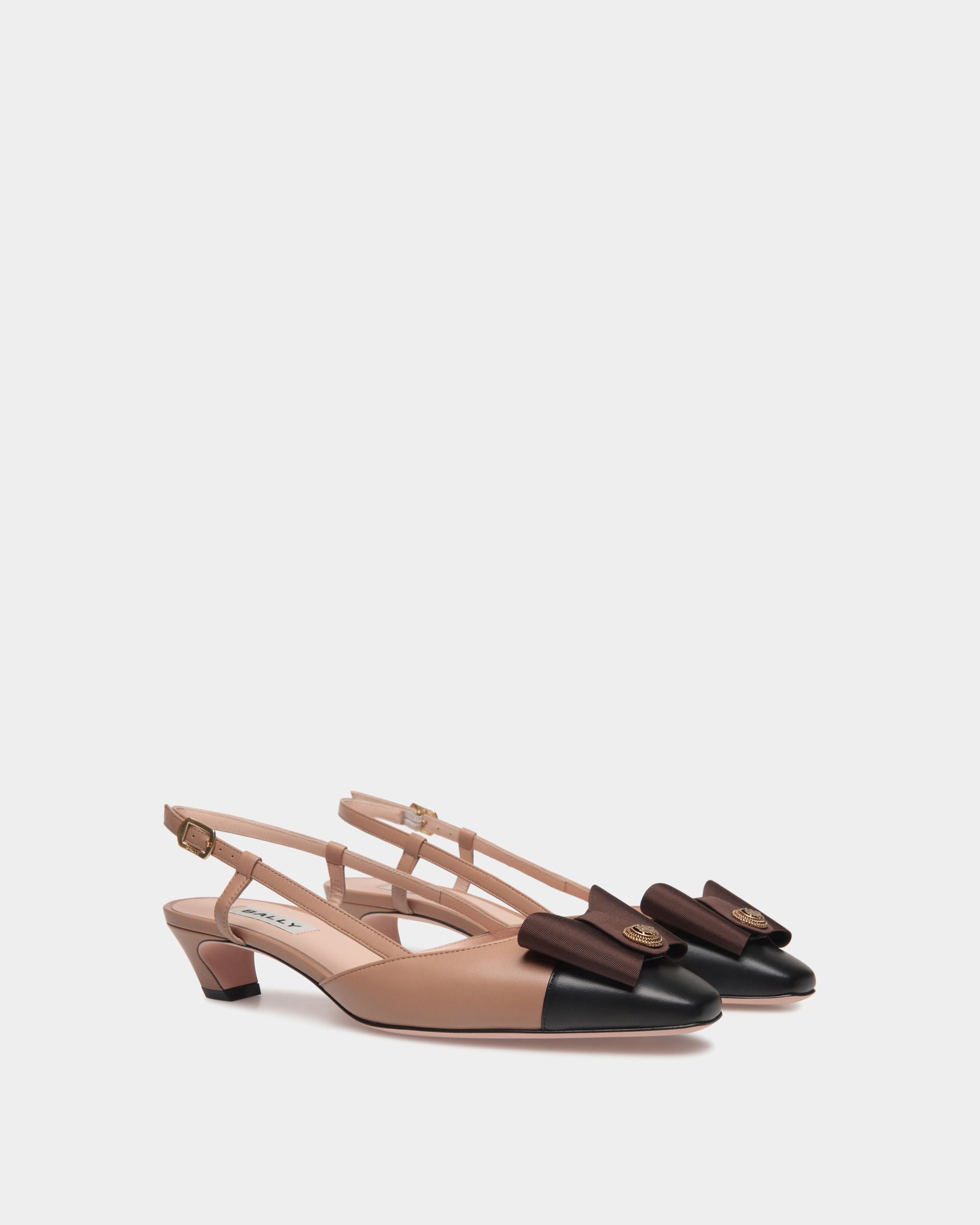 B-Bow Slingback Pump in Praline Beige Leather - Women's - Bally - 03