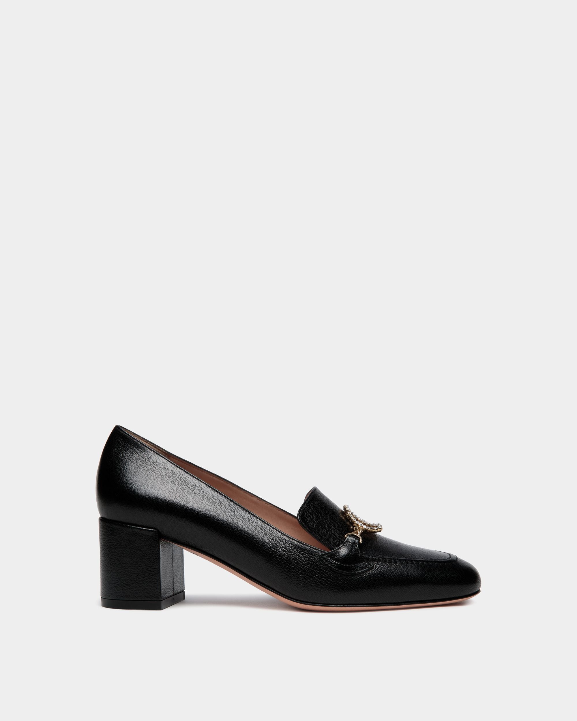 Daily Emblem Pump in Black Leather - Women's - Bally - 01