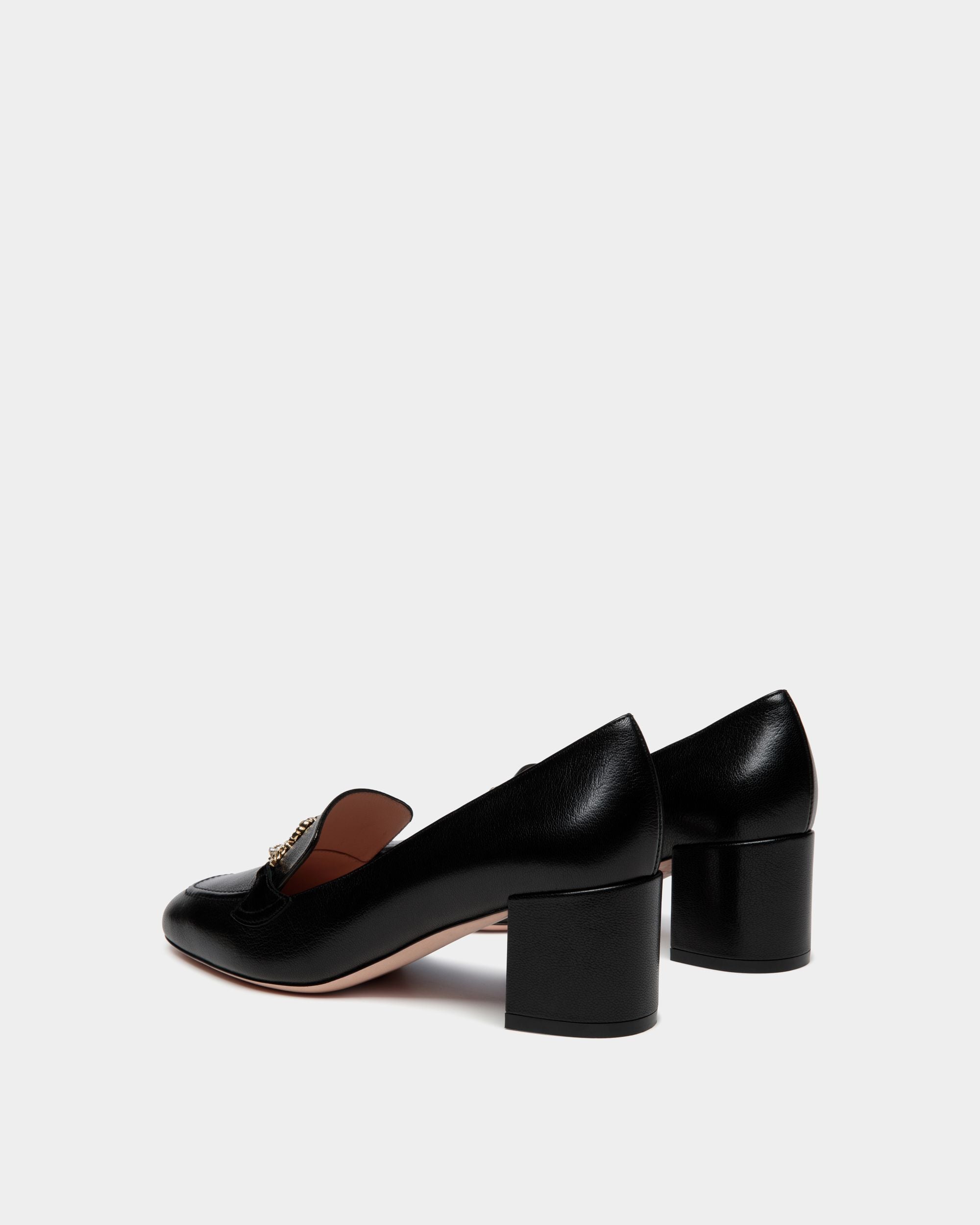 Daily Emblem Pump in Black Leather - Women's - Bally - 04