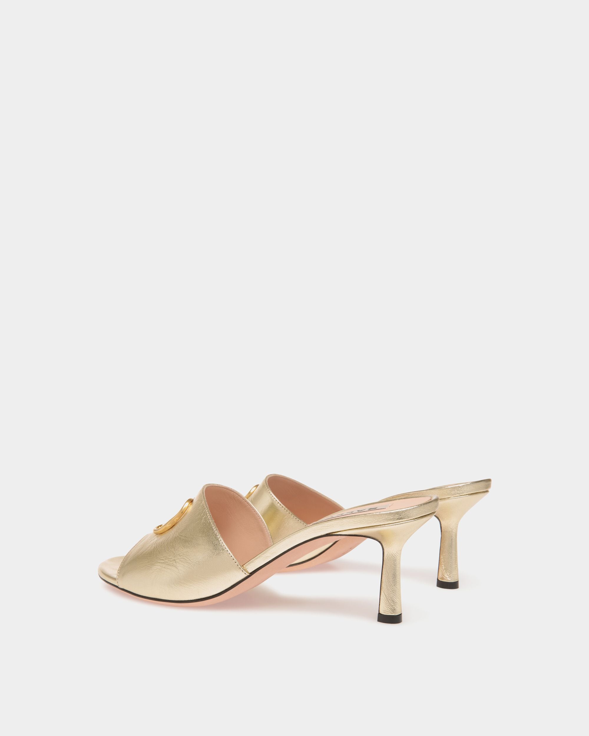 Emblem Sandals In Gold Leather - Women's - Bally - 03