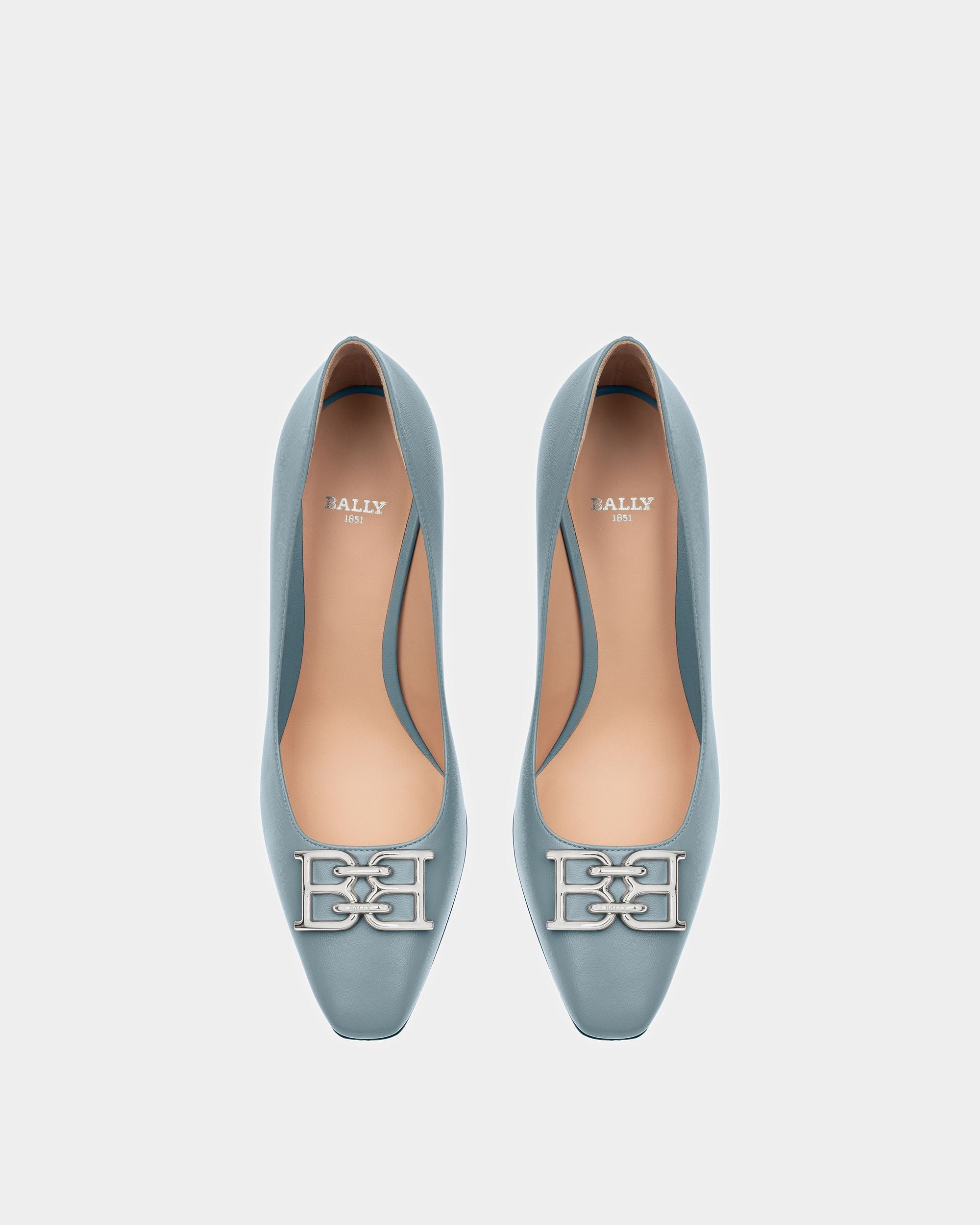 Evanca Leather Pumps In Light Blue - Women's - Bally - 02
