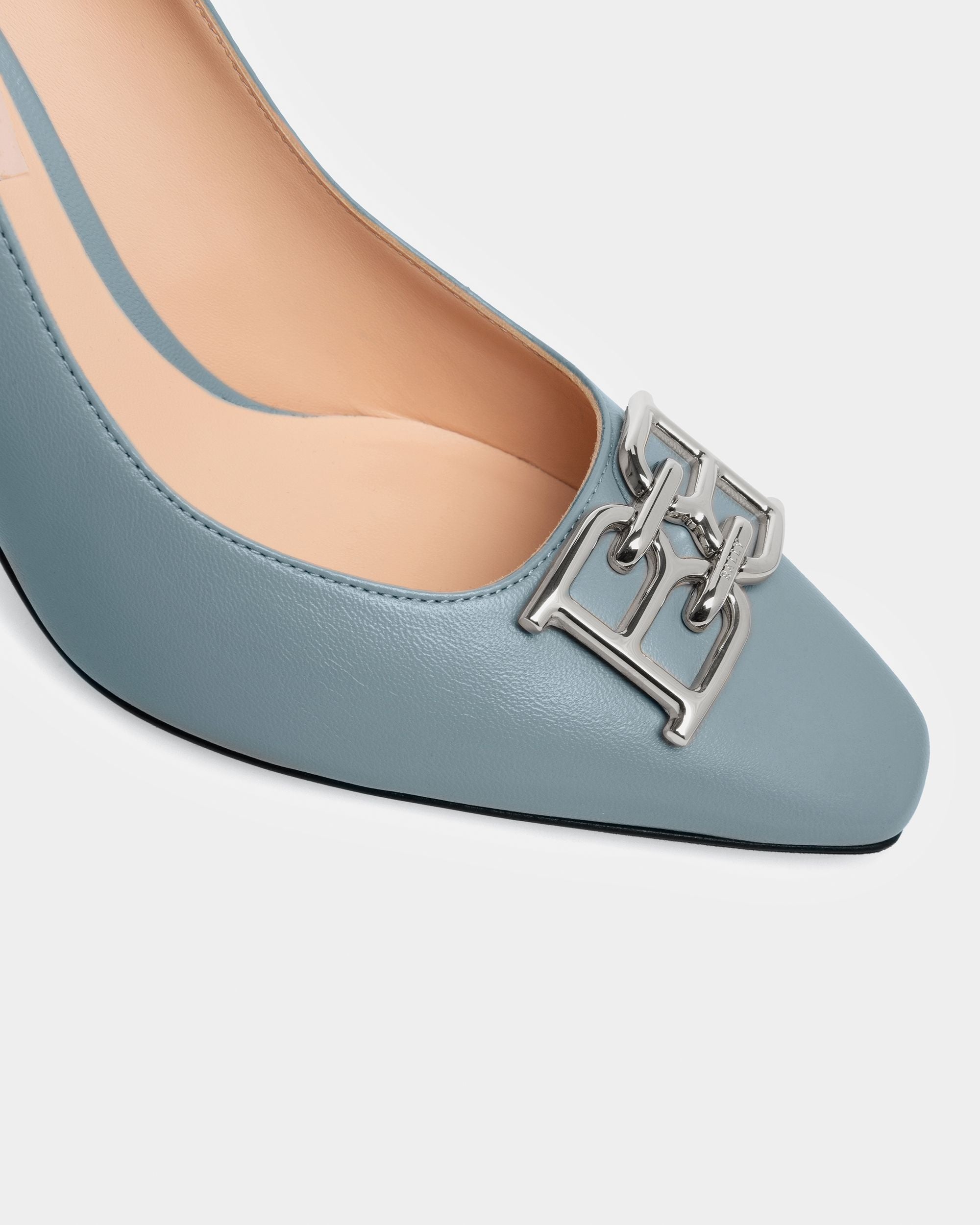 Evanca Leather Pumps In Light Blue - Women's - Bally - 04