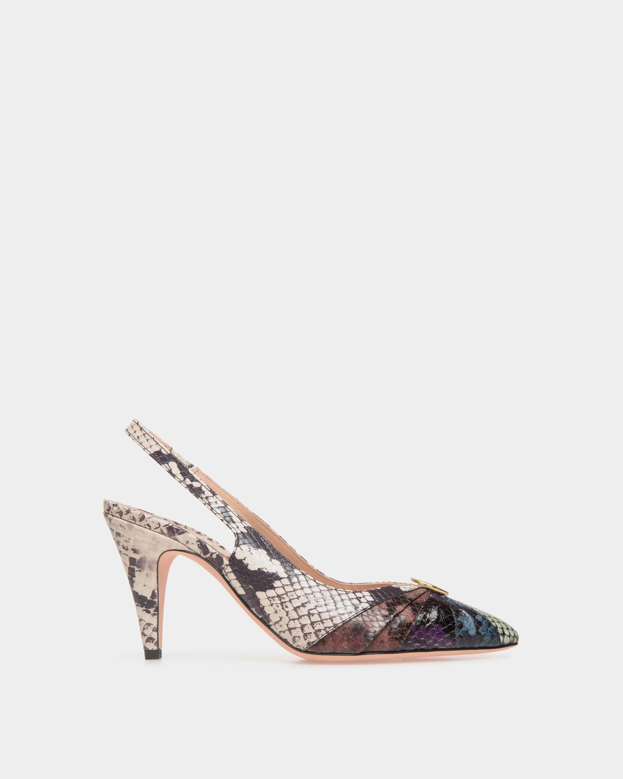 Jolene Slingback Pump in Multicolor Python Printed Leather - Women's - Bally - 01