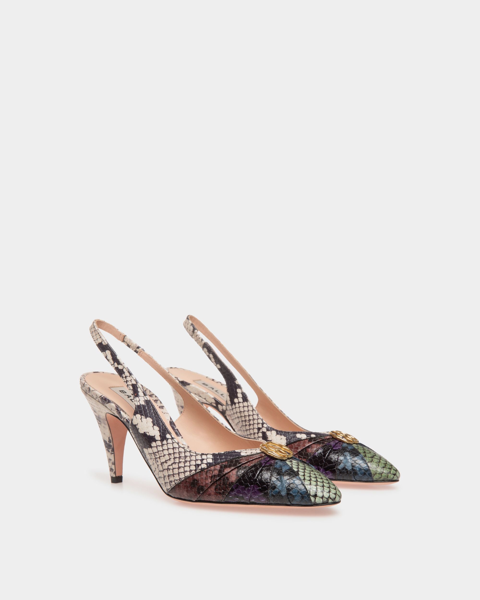 Jolene Slingback Pump in Multicolor Python Printed Leather - Women's - Bally - 02