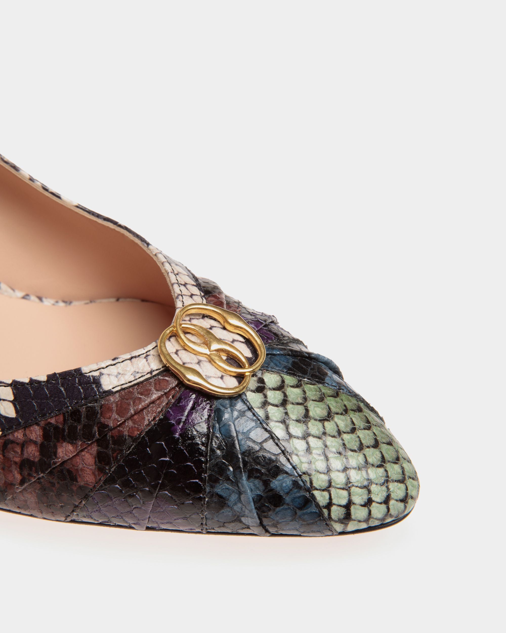 Jolene Slingback Pump in Multicolor Python Printed Leather - Women's - Bally - 04
